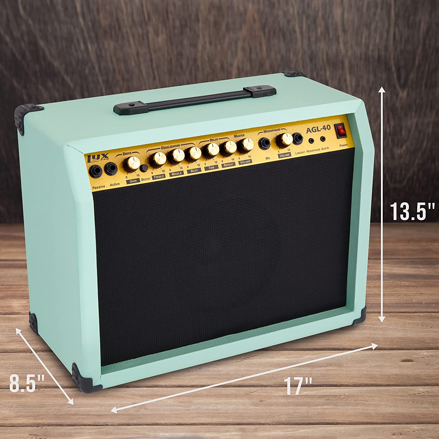 LyxPro 40 Watt Electric Guitar Amplifier with Built-in Speaker - Green