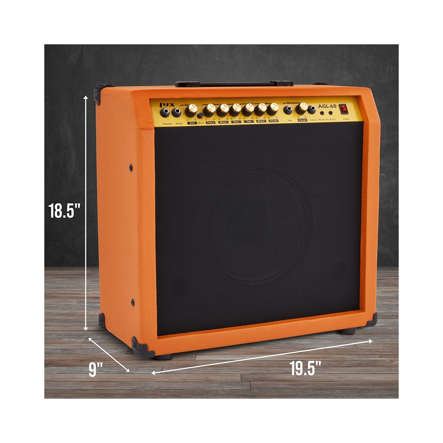 LyxPro 60 Watt Electric Guitar Amplifier with Built-in Speaker - Mahogany