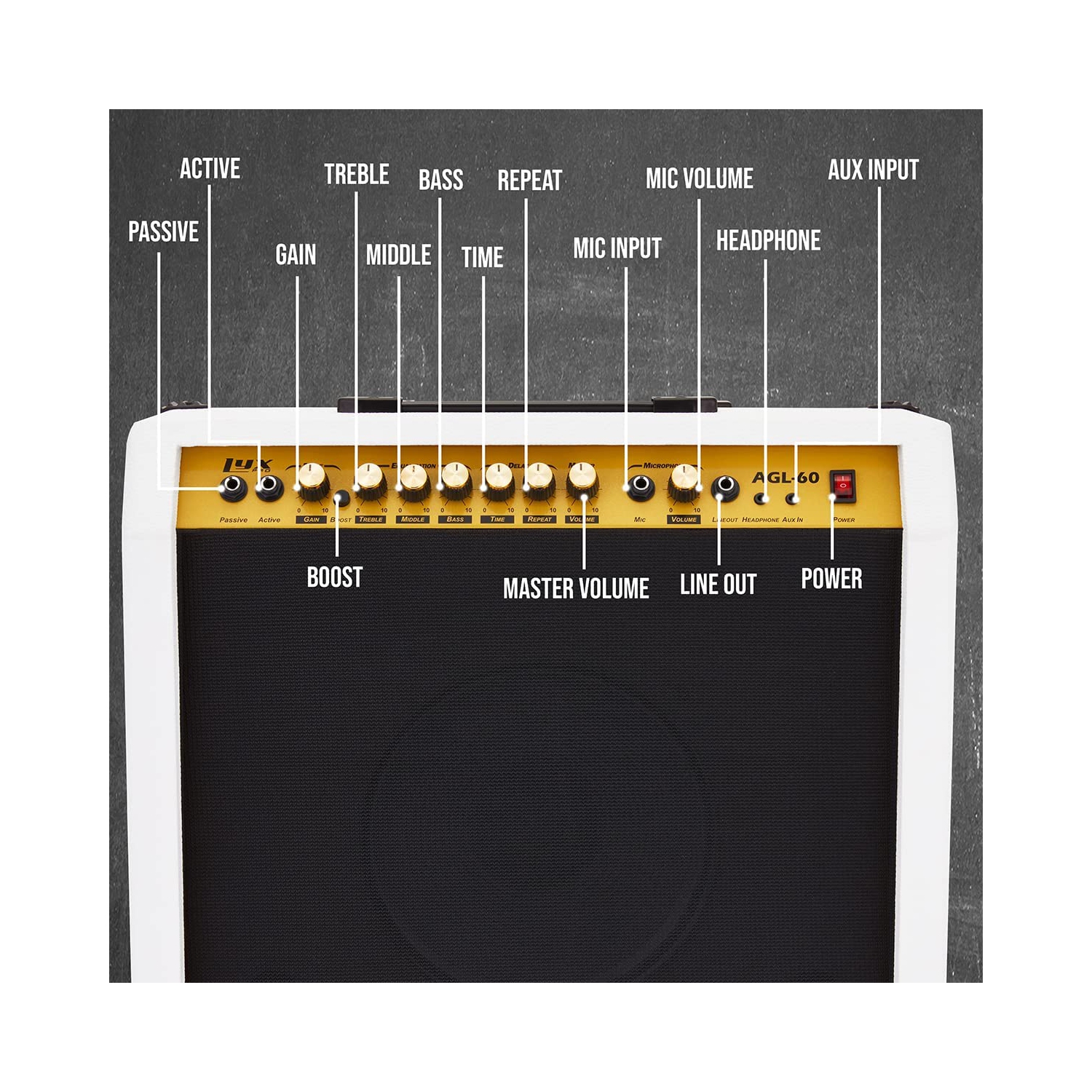 Amplificateur de guitare électrique de 60 W avec haut-parleur intégré de LyxPro - Blanc