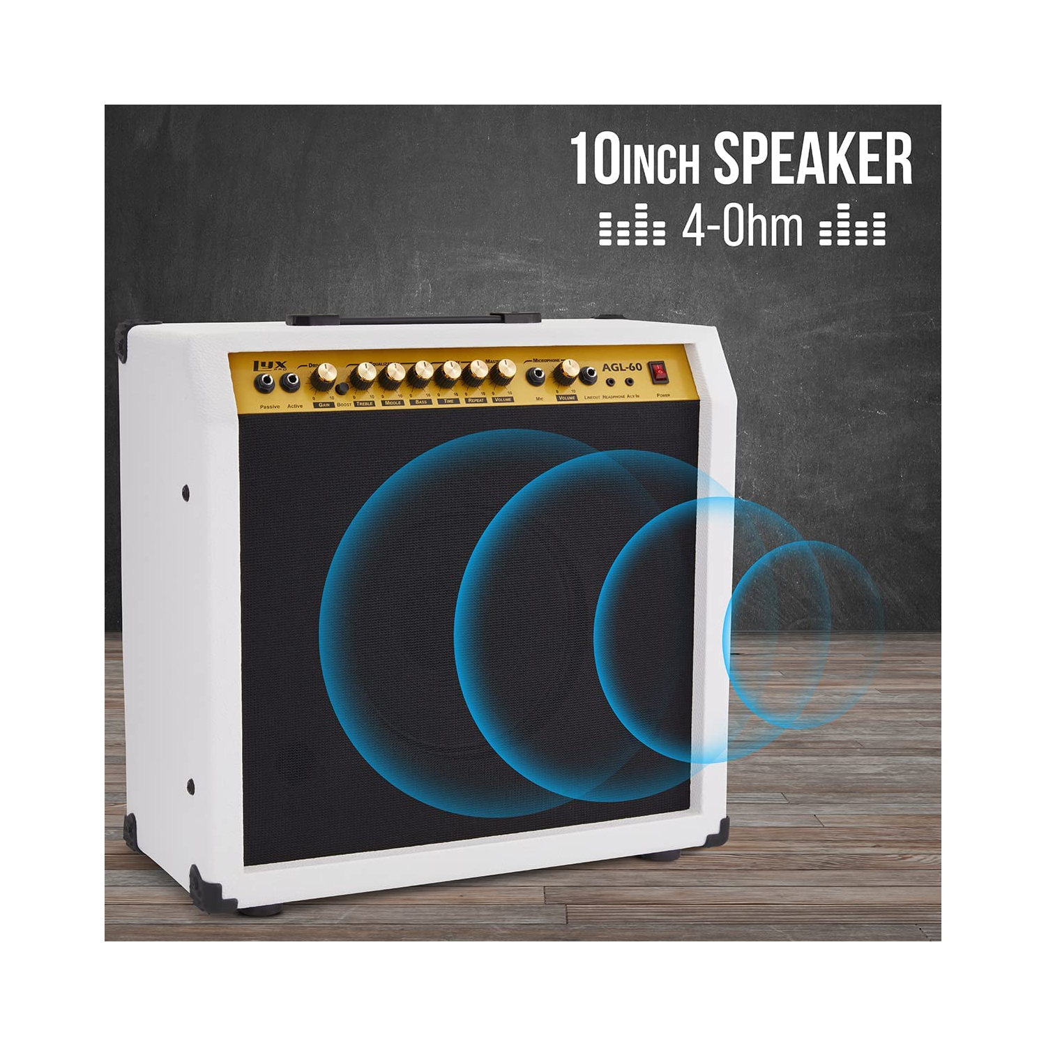Amplificateur de guitare électrique de 60 W avec haut-parleur intégré de LyxPro - Blanc