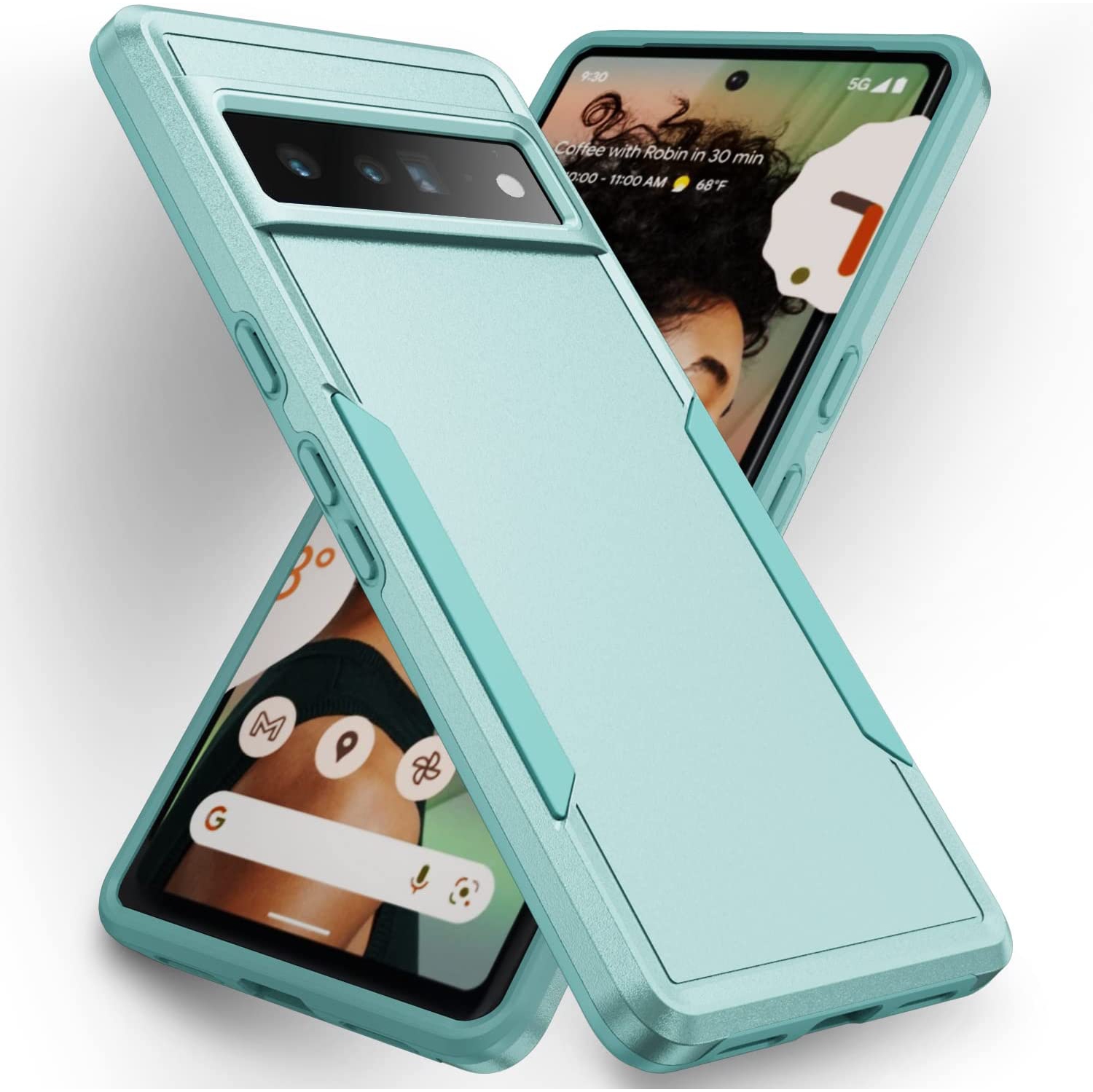 【CSmart】 Dual Layers Heavy Duty Rubber Armor Bumper Hard Case Cover for Google Pixel 7 Pro, Teal