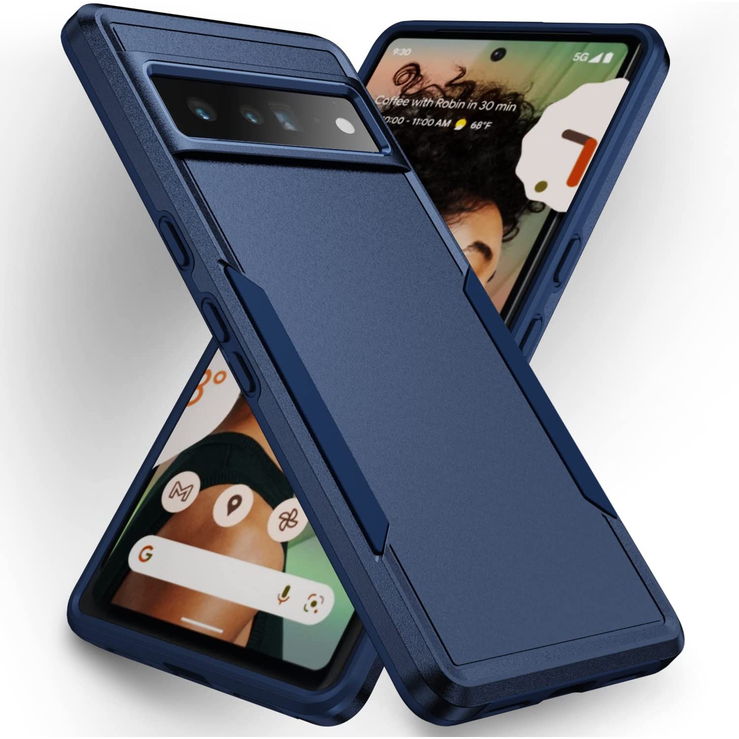 【CSmart】 Dual Layers Heavy Duty Rubber Armor Bumper Hard Case Cover for Google Pixel 7 Pro, Navy