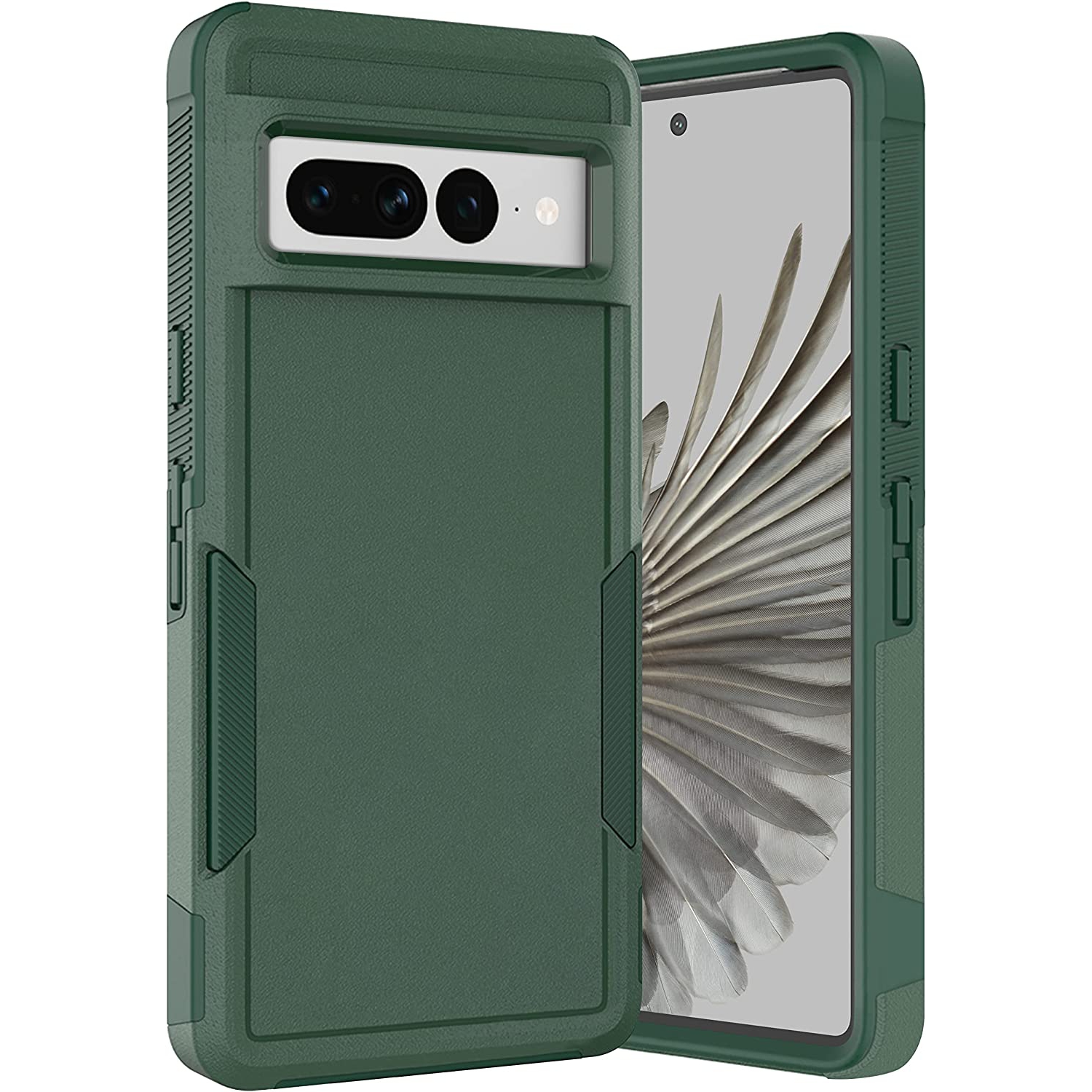 【CSmart】 Dual Layers Heavy Duty Rubber Armor Bumper Hard Case Cover for Google Pixel 7 Pro, Green