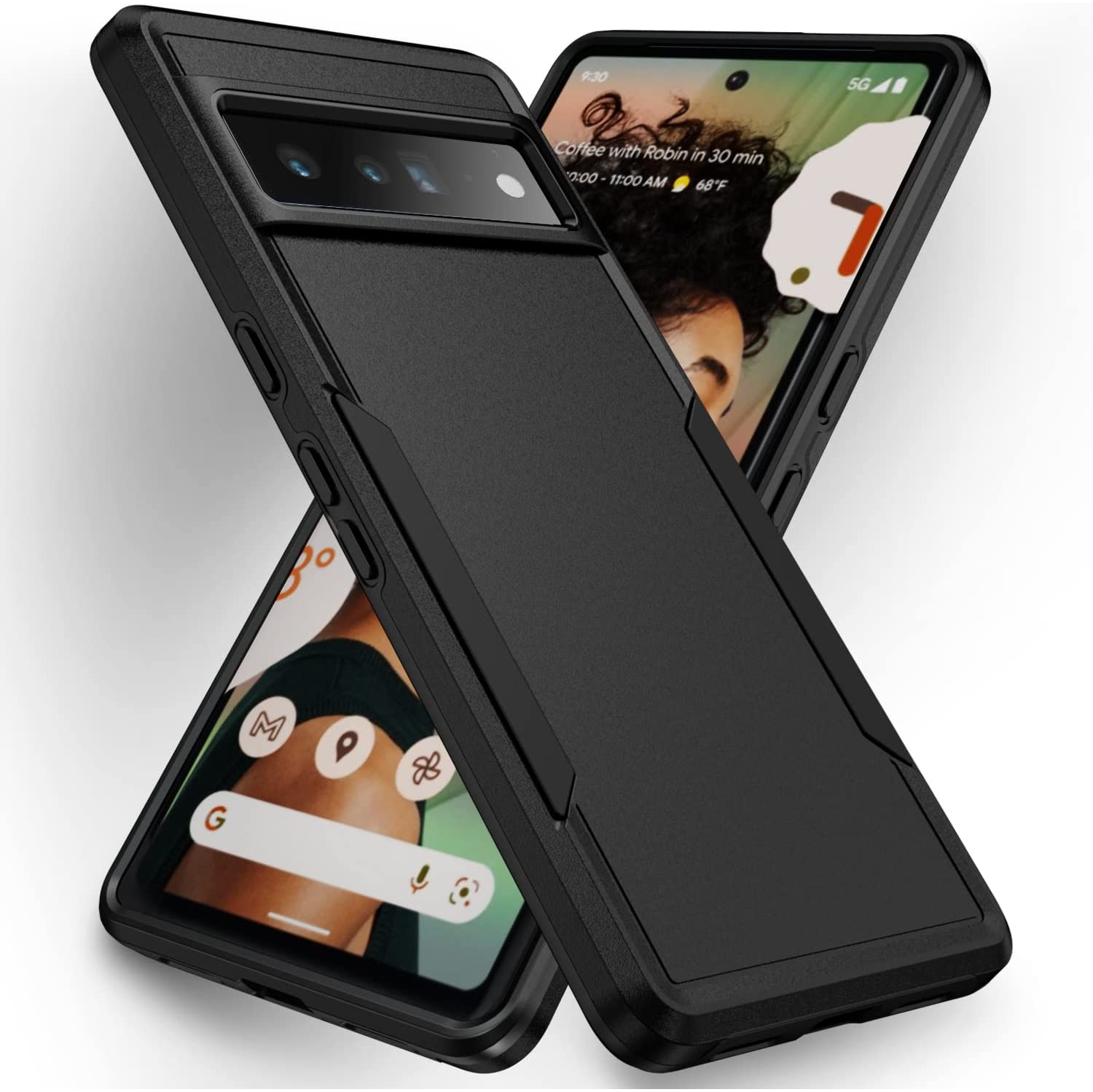 【CSmart】 Dual Layers Heavy Duty Rubber Armor Bumper Hard Case Cover for Google Pixel 7 Pro, Black
