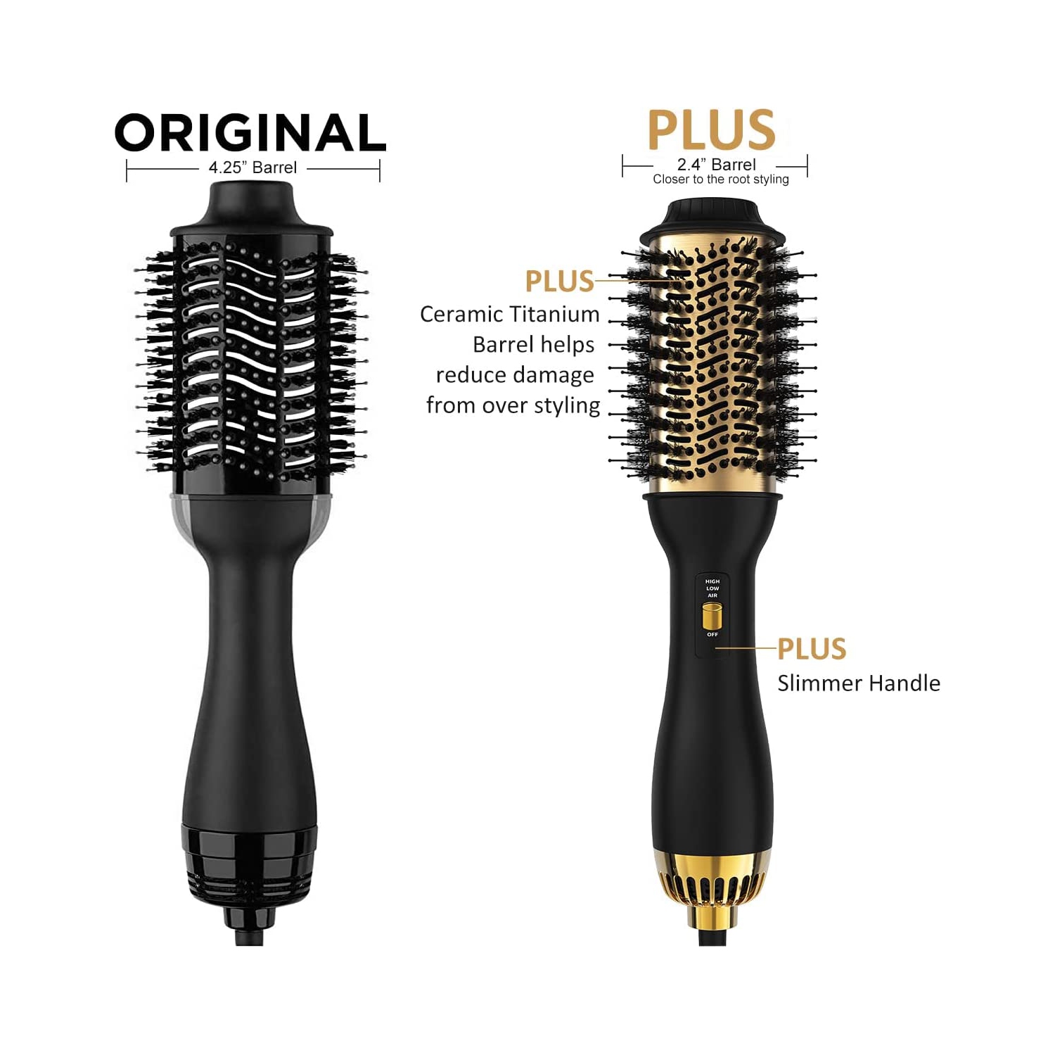 Brosse à air chaud 3 EN 1 sèche-cheveux en une étape et volumateur, coiffeur ionique négatif pour peigne, séchage et lissage.