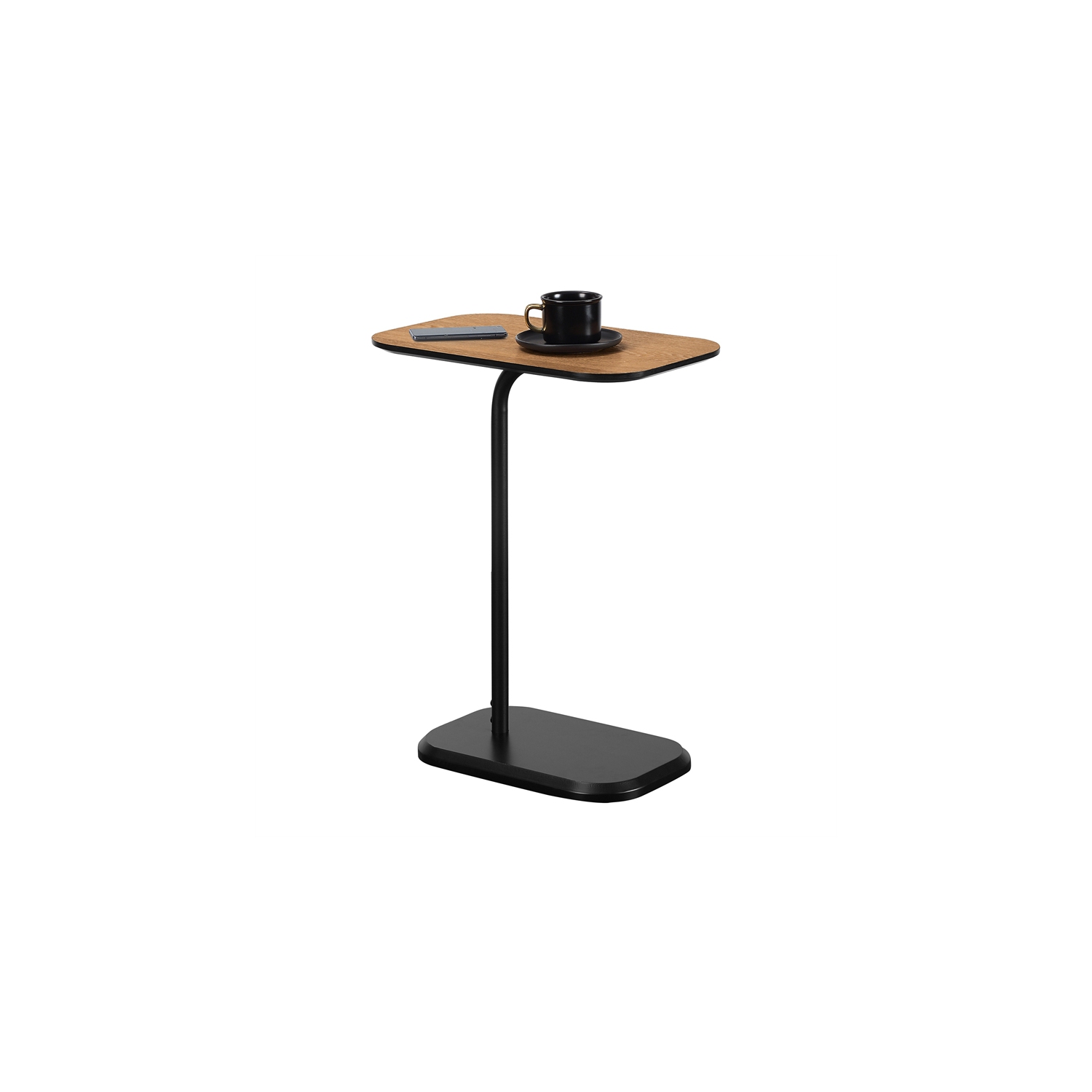 Convenience Concepts Oslo C End Table in Black Wood Finish with Walnut Top