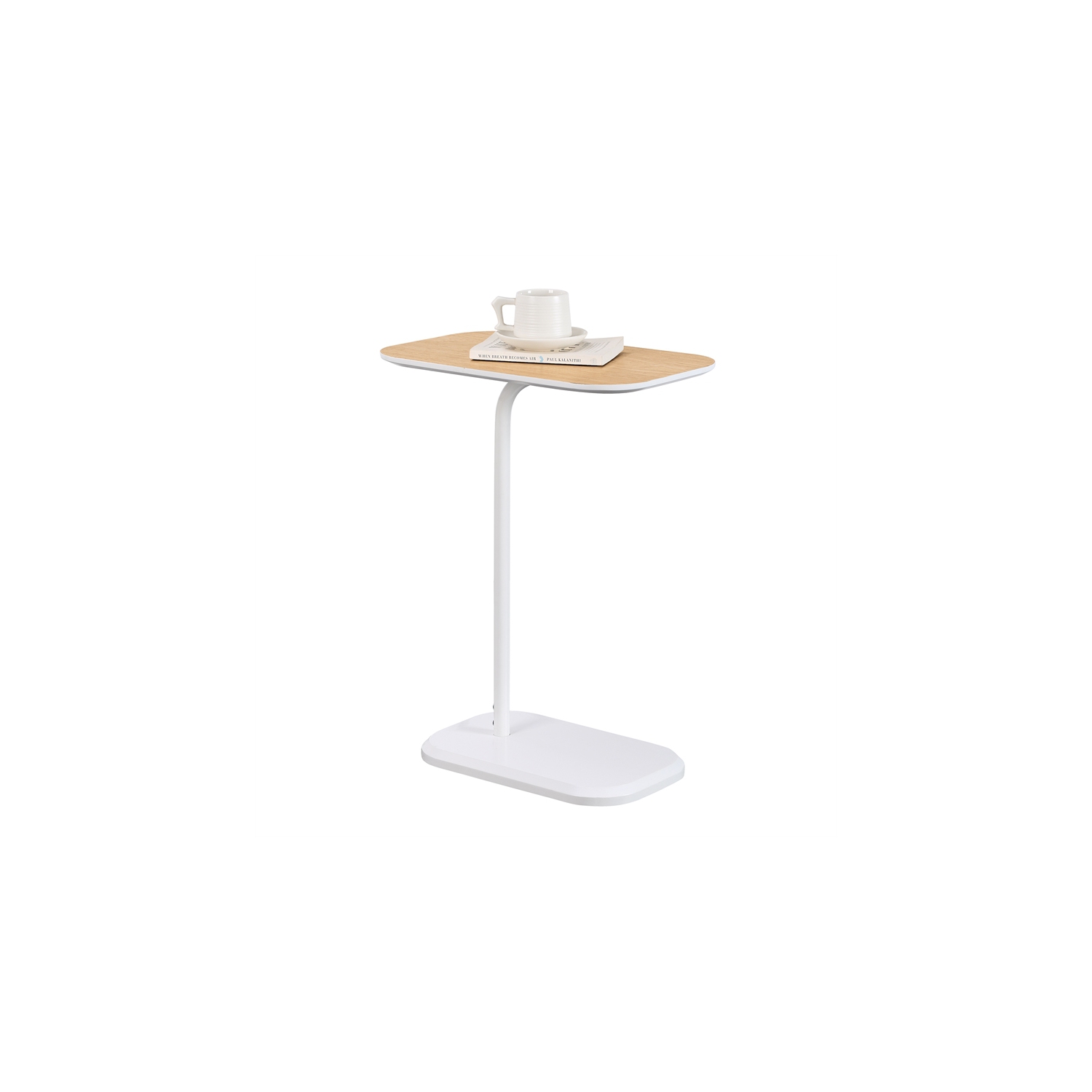 Convenience Concepts Oslo C End Table in White Wood Finish with Walnut Wood Top