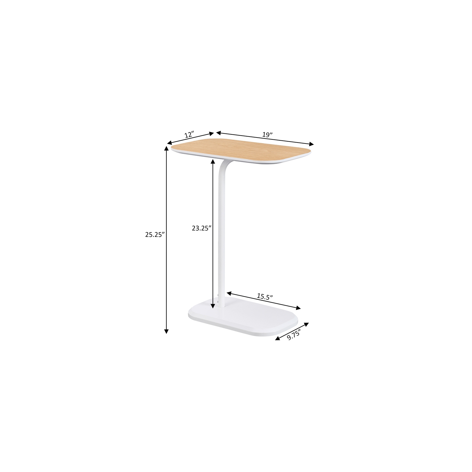 Convenience Concepts Oslo C End Table in White Wood Finish with Walnut Wood Top