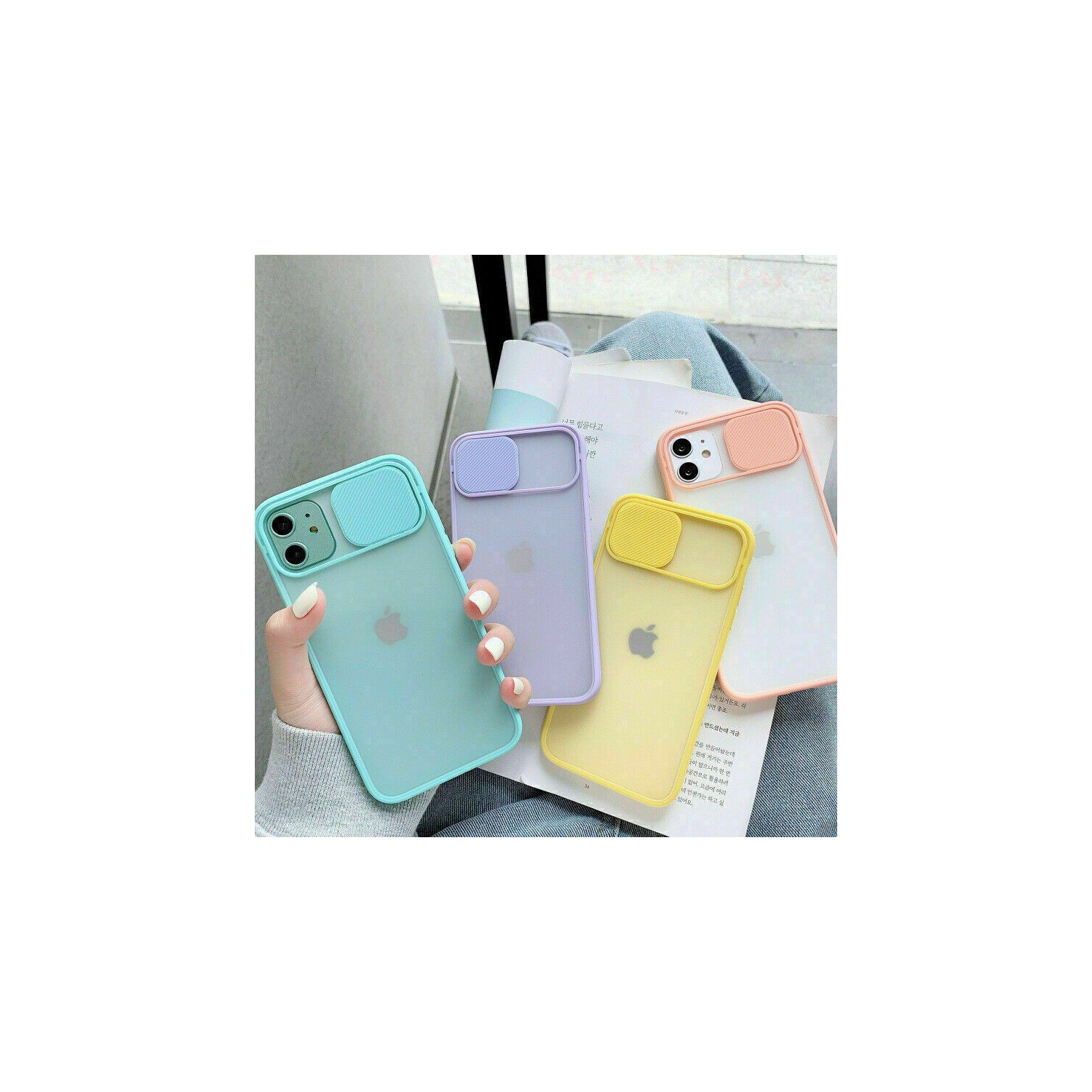 For Apple iPhone 12 / 12 Pro Sky Blue Case Shockproof TPU Smart Camera Protector Slide Back Cover