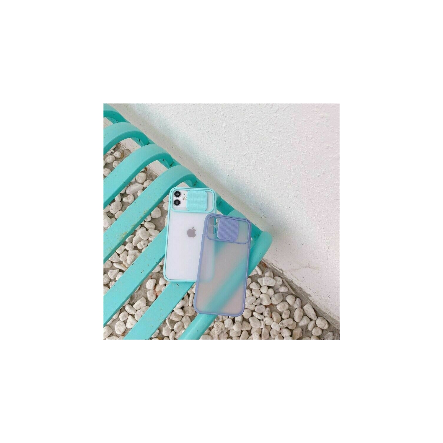 For Apple iPhone 12 / 12 Pro Sky Blue Case Shockproof TPU Smart Camera Protector Slide Back Cover