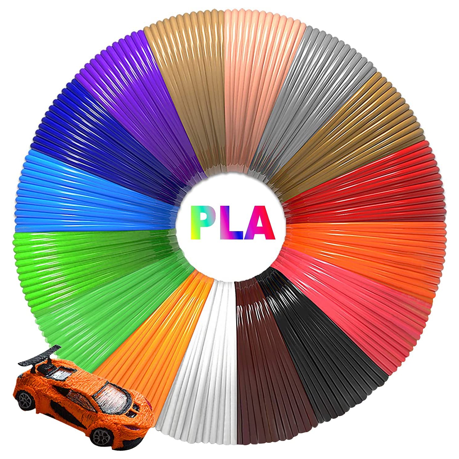 Charges de filament pour stylos 3D et imprimantes 3D Filament PLA 1.75mm, 12 couleurs Diamètre de haute précision Pas de filament de bouchon sans