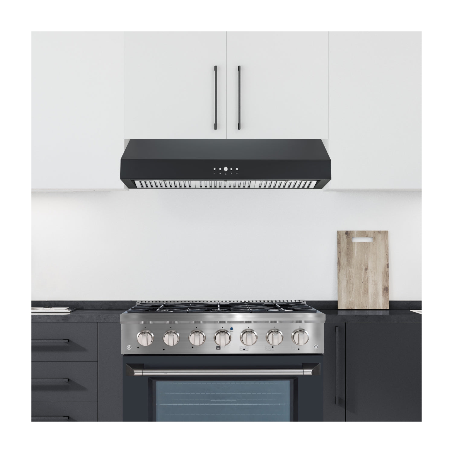 Ancona hotte de cuisine à conduit de 36” à installation sous l’armoire 440 pi3/min en noir