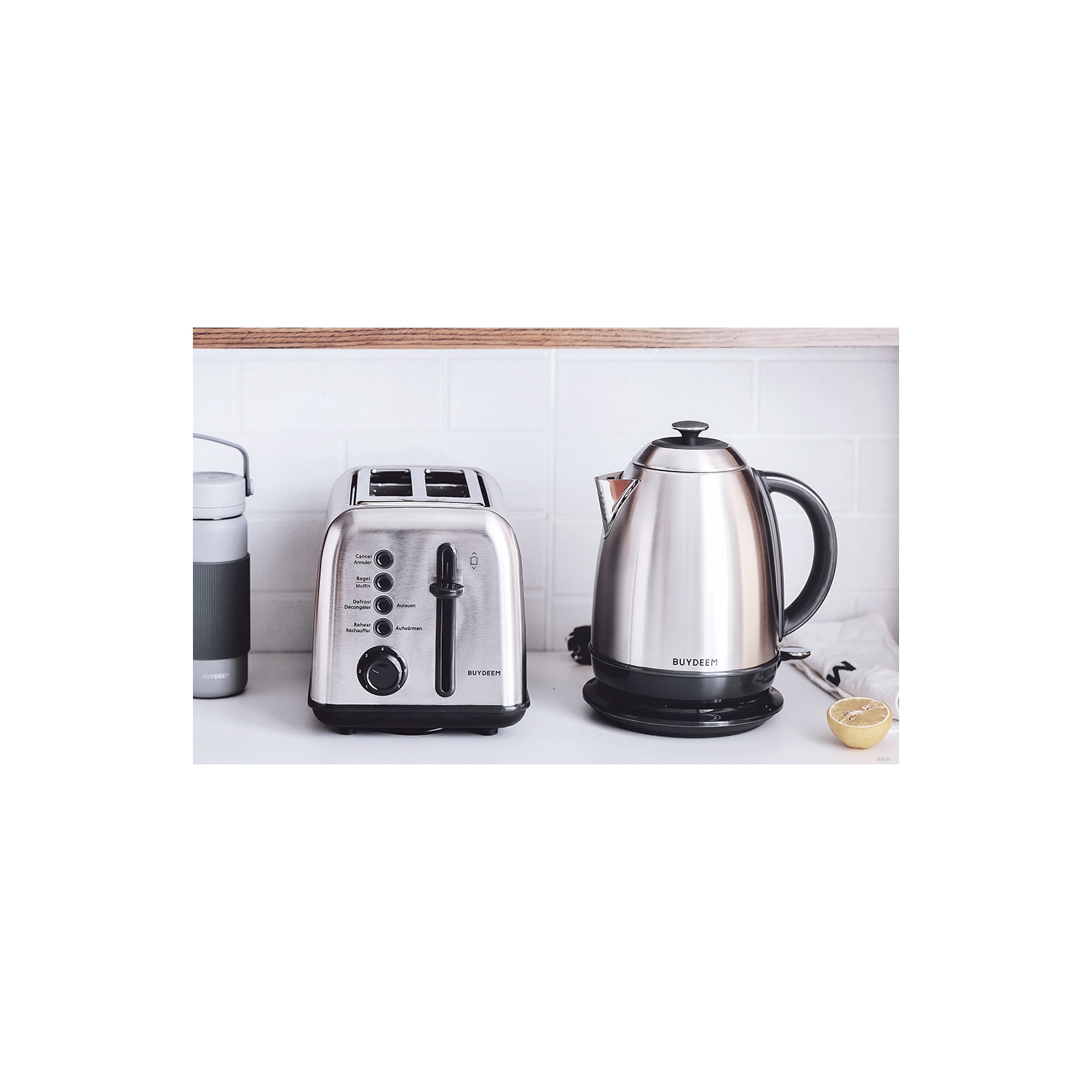 BUYDEEM K640 Stainless Steel Electric Tea Kettle with Auto Shut-Off and Boil Dry Protection, 1.7 Liter Cordless Hot Water Boiler with Swivel Base,