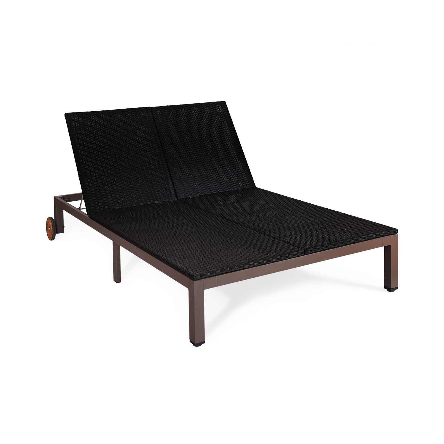 Topbuy 2-Person Patio Rattan Recliner Chair Chaise Lounge Daybed with Wheels & Cushion White