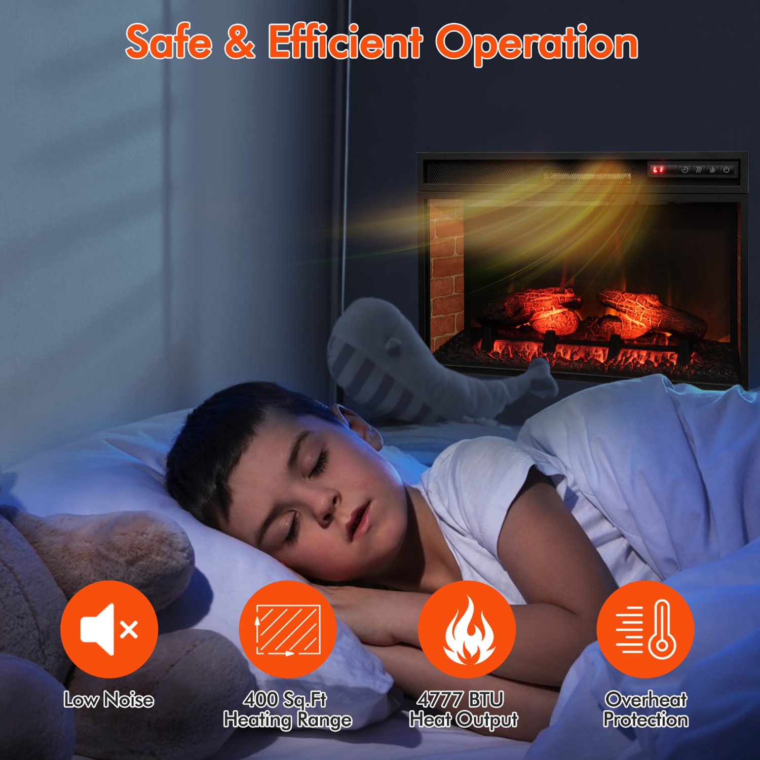 Gymax 1400W 26 Inch Electric Fireplace Insert 4777 BTU Recessed Freestanding Fireplace w/ Remote