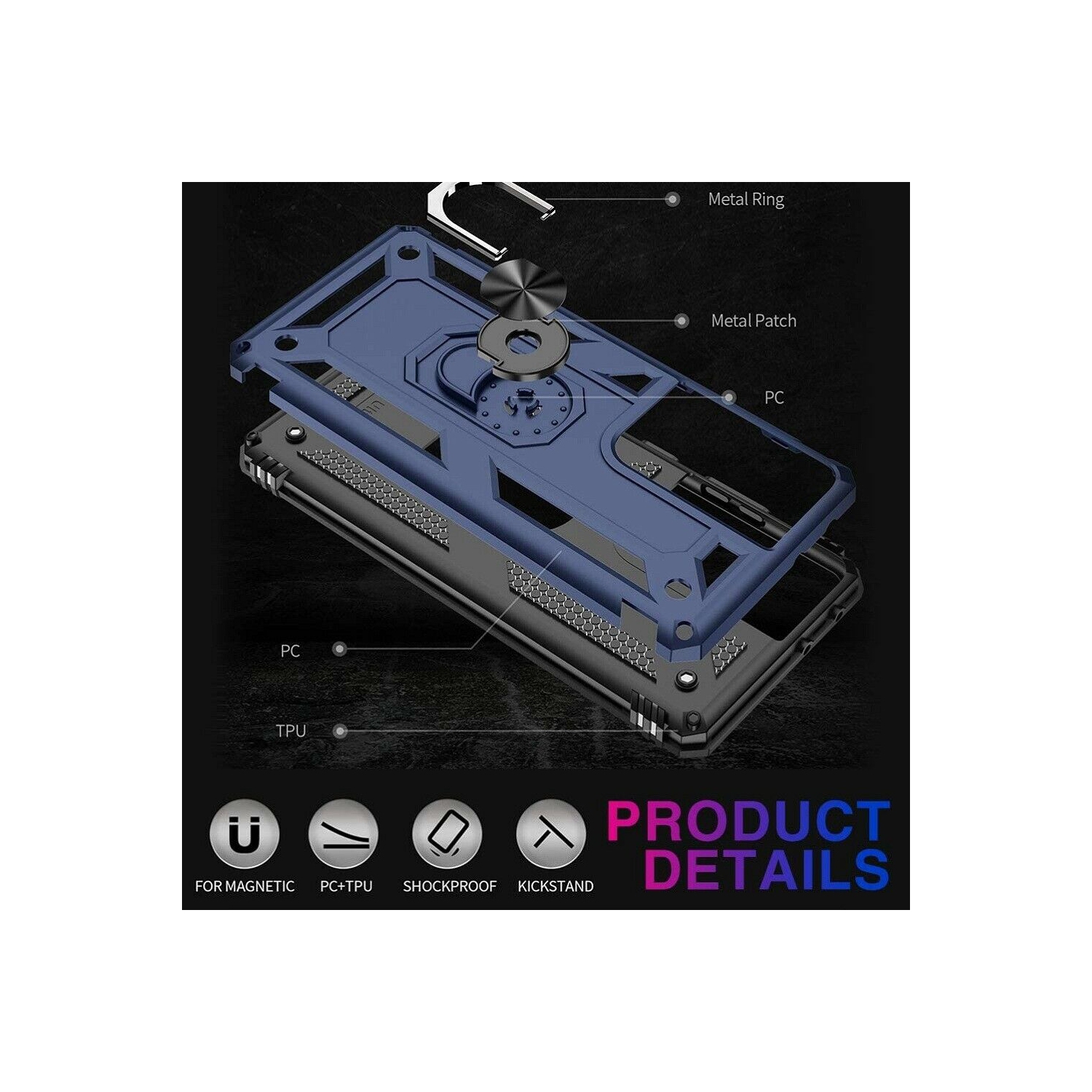 Samsung Galaxy S21 Plus 5G Case Red Military Grade 360 Degree Rotating Metal Magnetic Ring Car Mount Holder Kickstand Shockproof Heavy Duty Cover