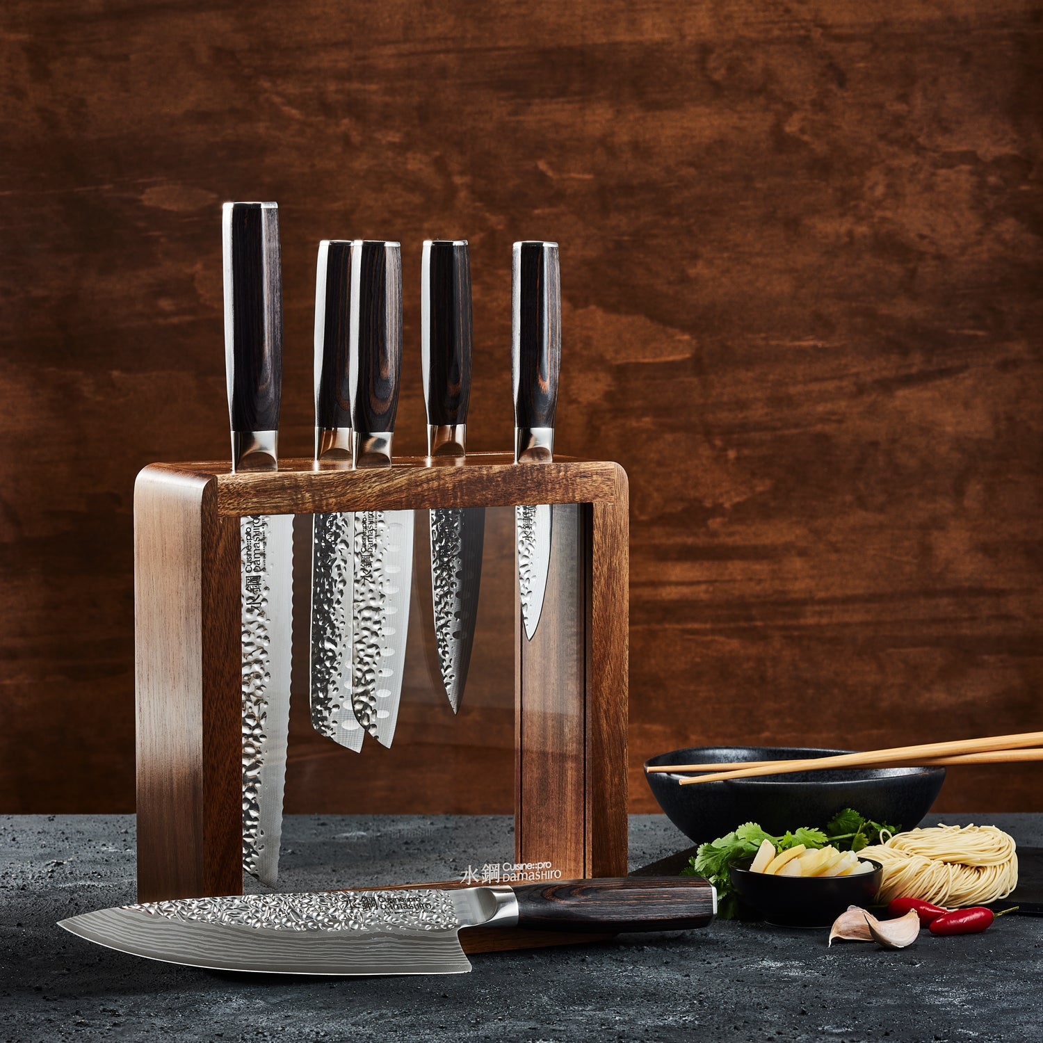 Damashiro® EMPEROR Mokuzai 7 Piece Knife Block