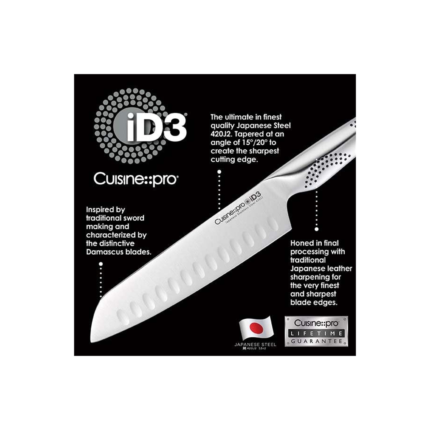 iD3® 3 Piece Santoku Knife Set