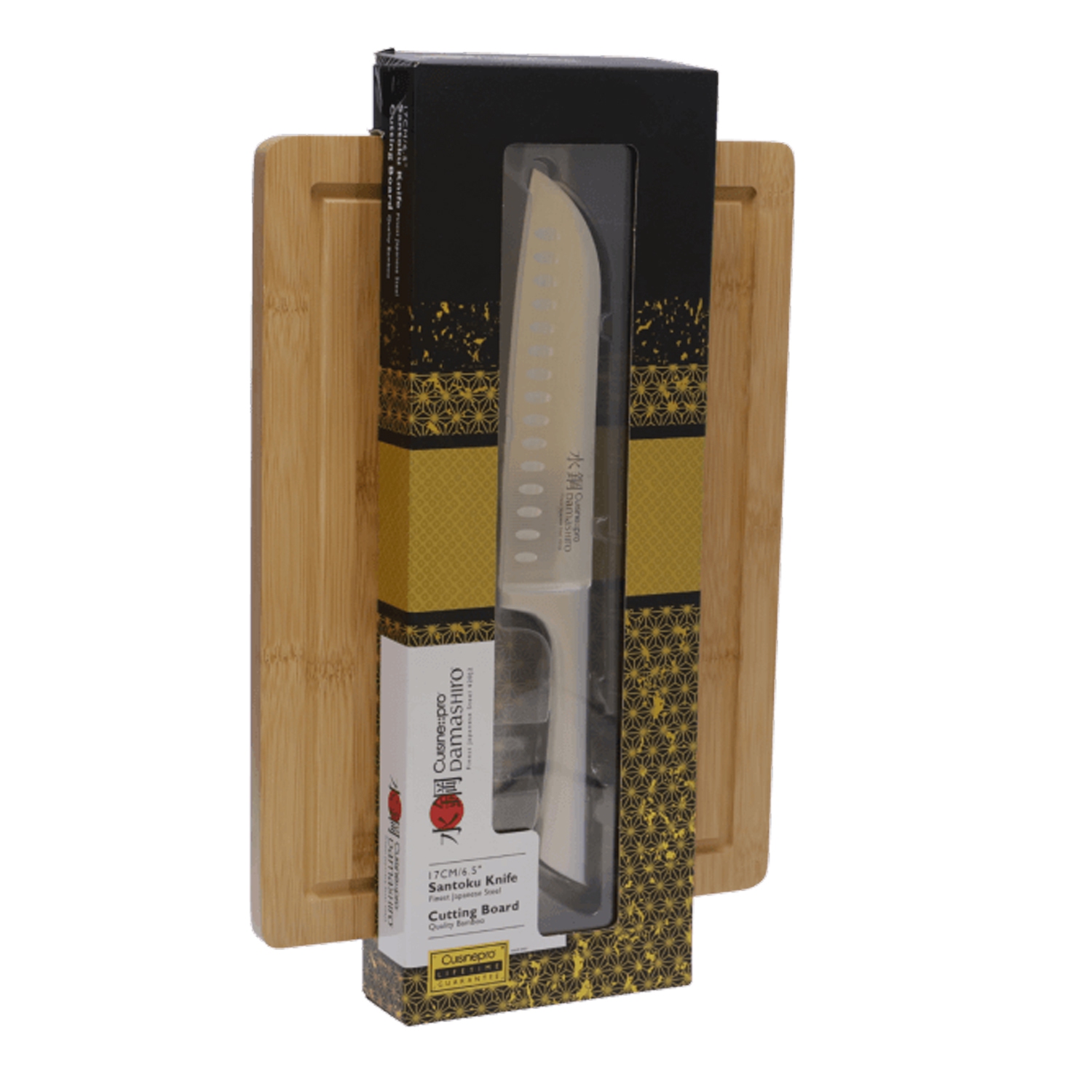 Damashiro® Santoku 17cm 6.5" & Board 25.5x35cm 10x13.5in