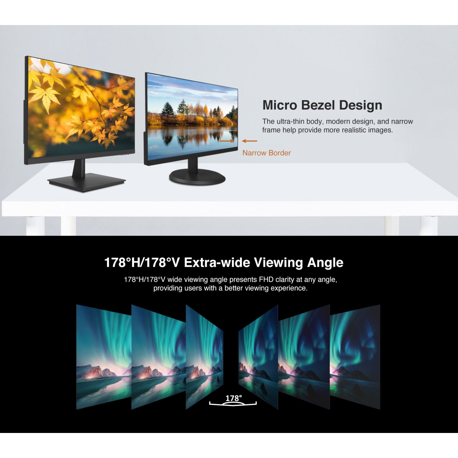 SecurLink 22" 1080p LED Monitor – 100Hz, 5ms, Built-in Speakers, 178° Wide View, 24/7 Surveillance Use