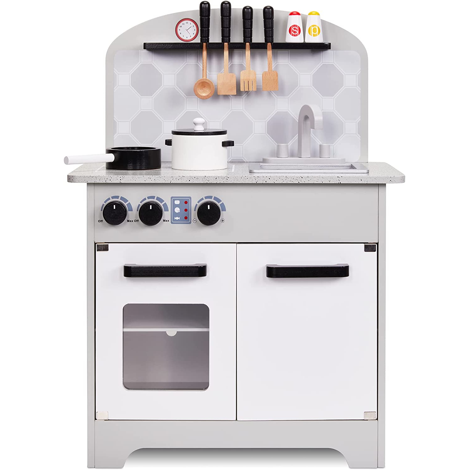 Lil' Jumbl Kitchen Set for Kids, Pretend Wooden Play Kitchen Set