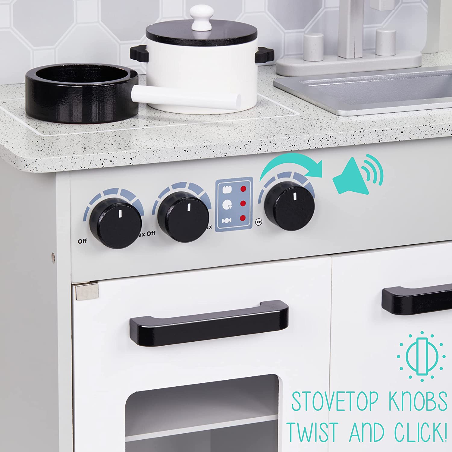 Lil' Jumbl Kitchen Set for Kids, Pretend Wooden Play Kitchen Set