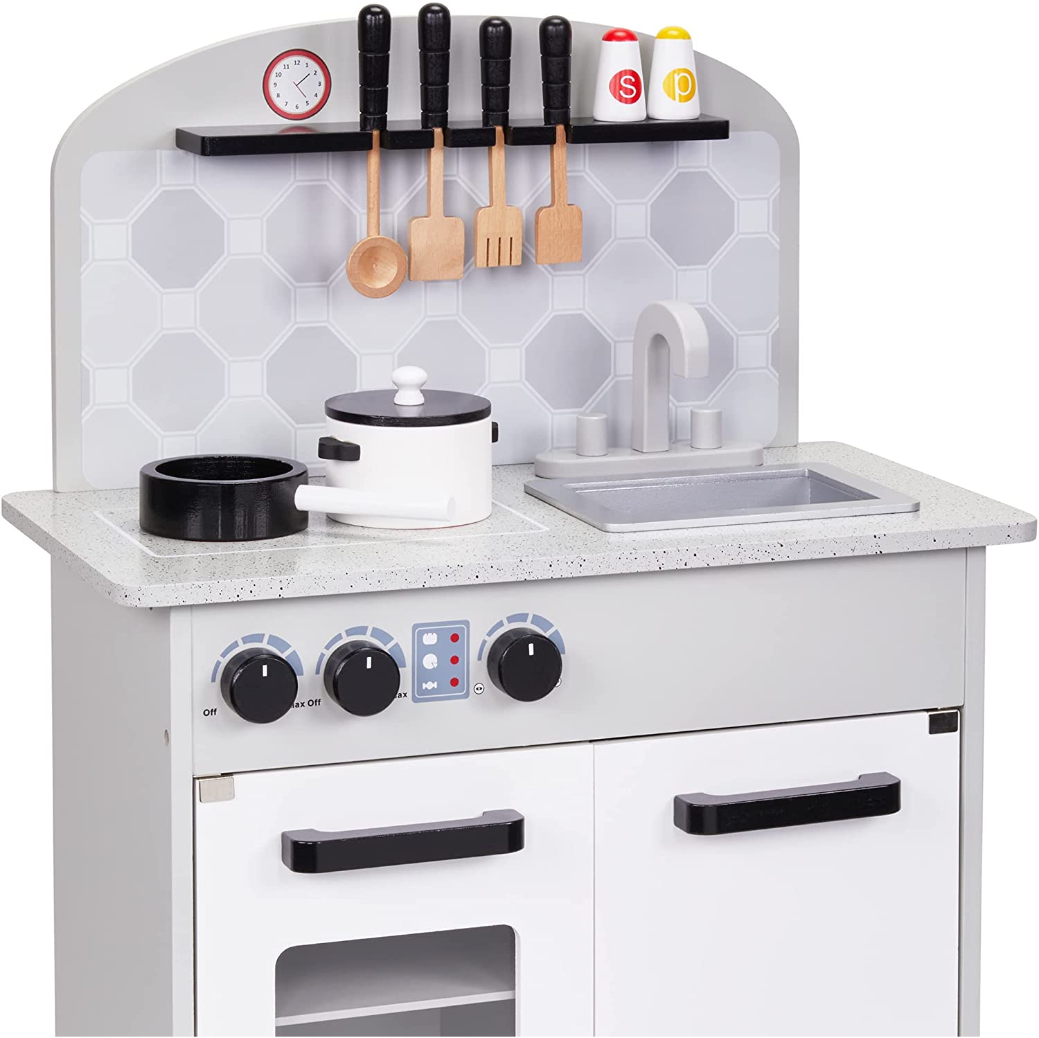 Lil' Jumbl Kitchen Set for Kids, Pretend Wooden Play Kitchen Set