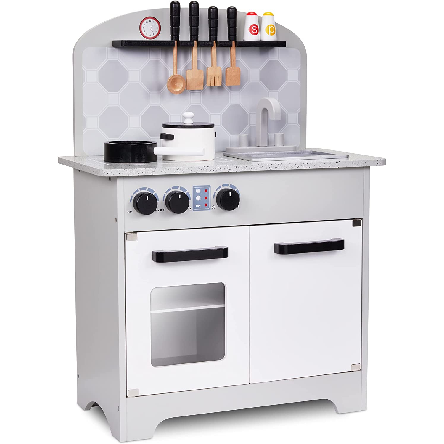 Lil' Jumbl Kitchen Set for Kids, Pretend Wooden Play Kitchen Set