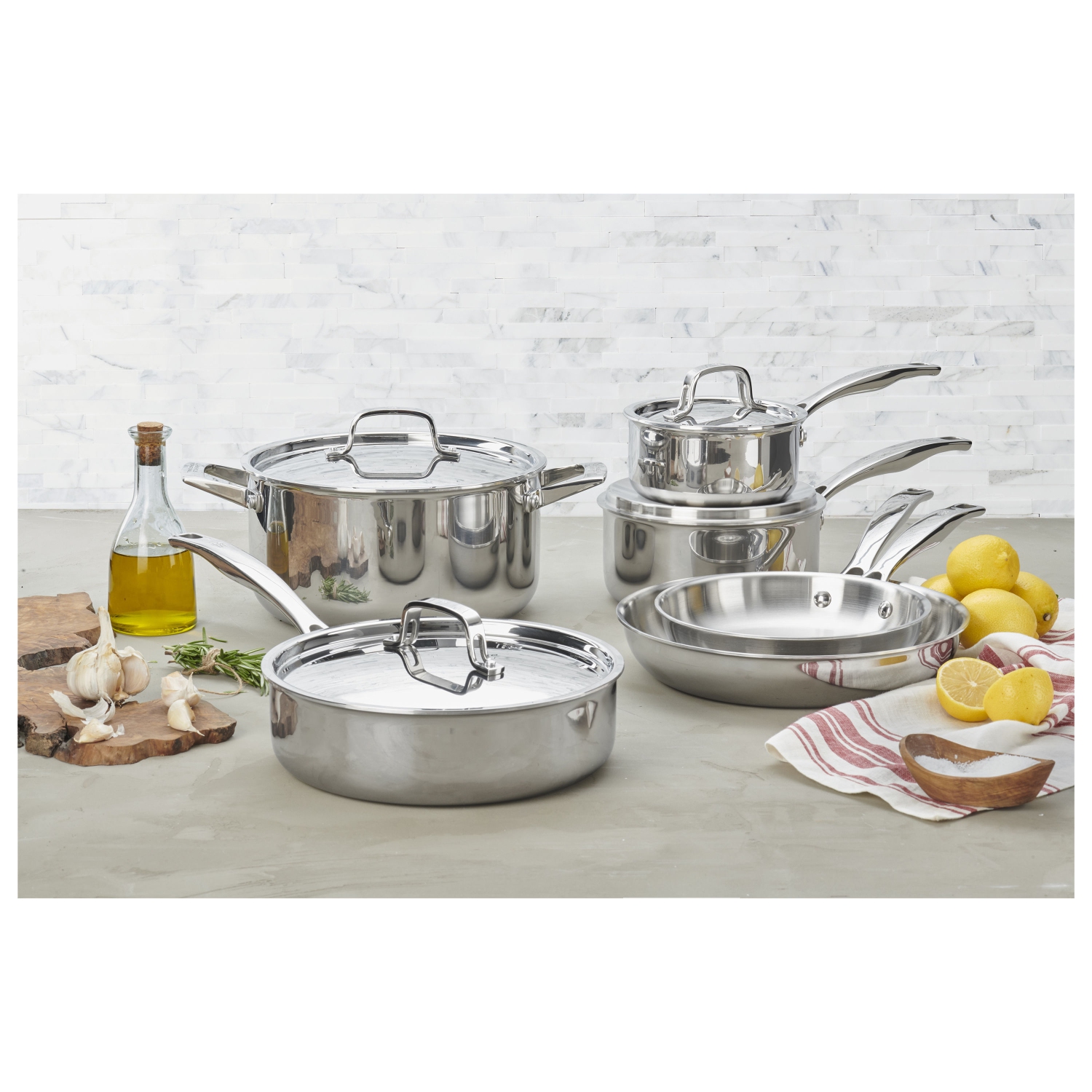 HENCKELS Classic Clad Elite 10 Piece 18/10 Stainless Steel Cookware Set