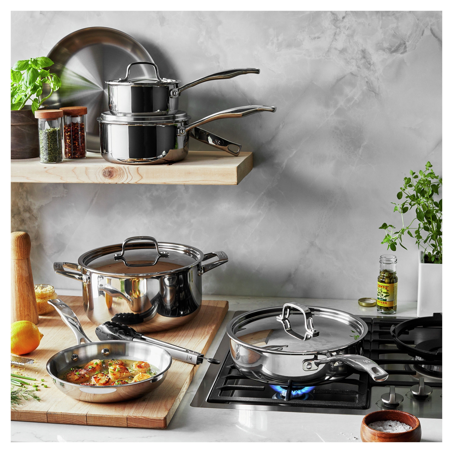 HENCKELS Classic Clad Elite 10 Piece 18/10 Stainless Steel Cookware Set