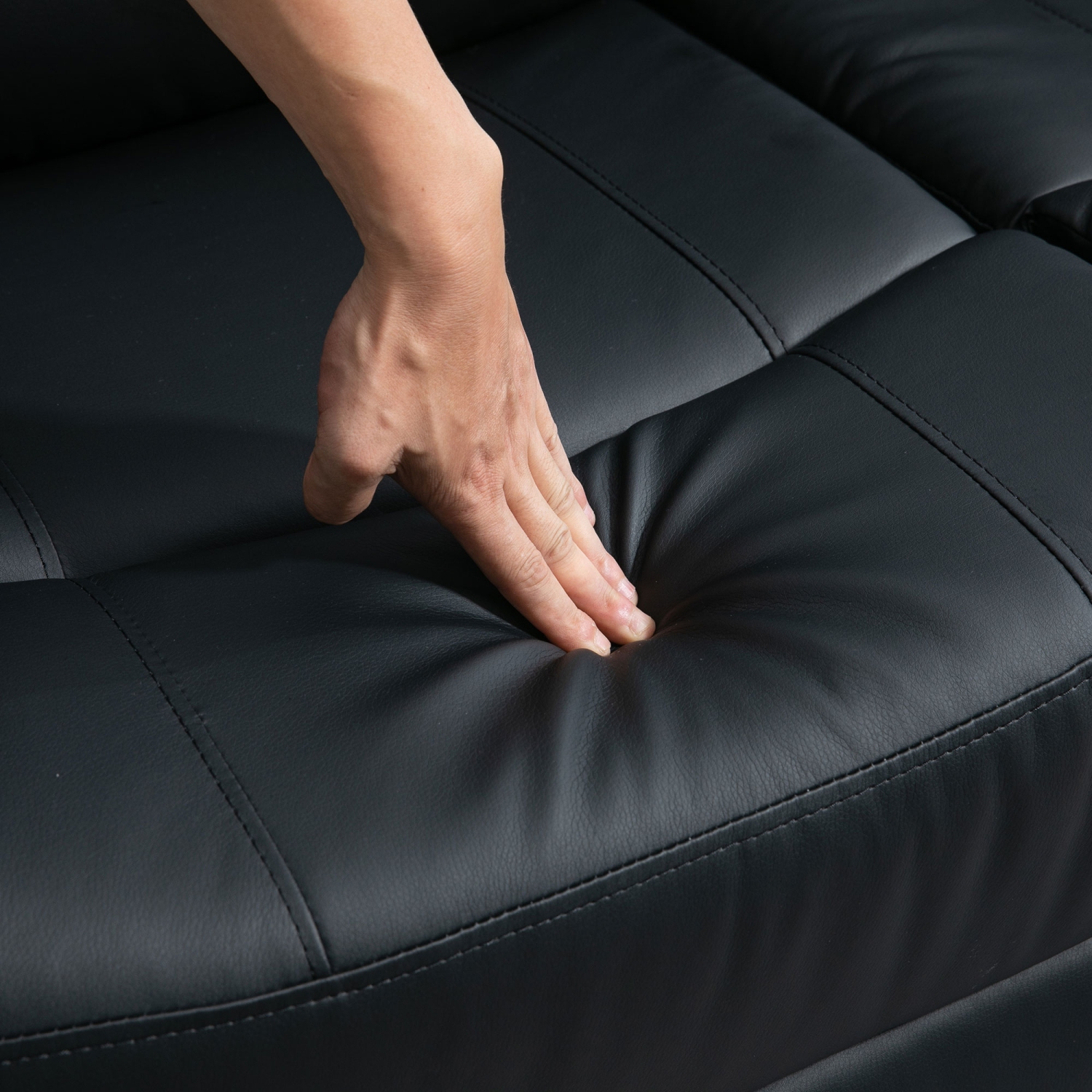 HOMCOM Double Reclining Loveseat, PU Leather Manual Recliner Sofa Chair with Pullback Control Footrest for Living Room, Black