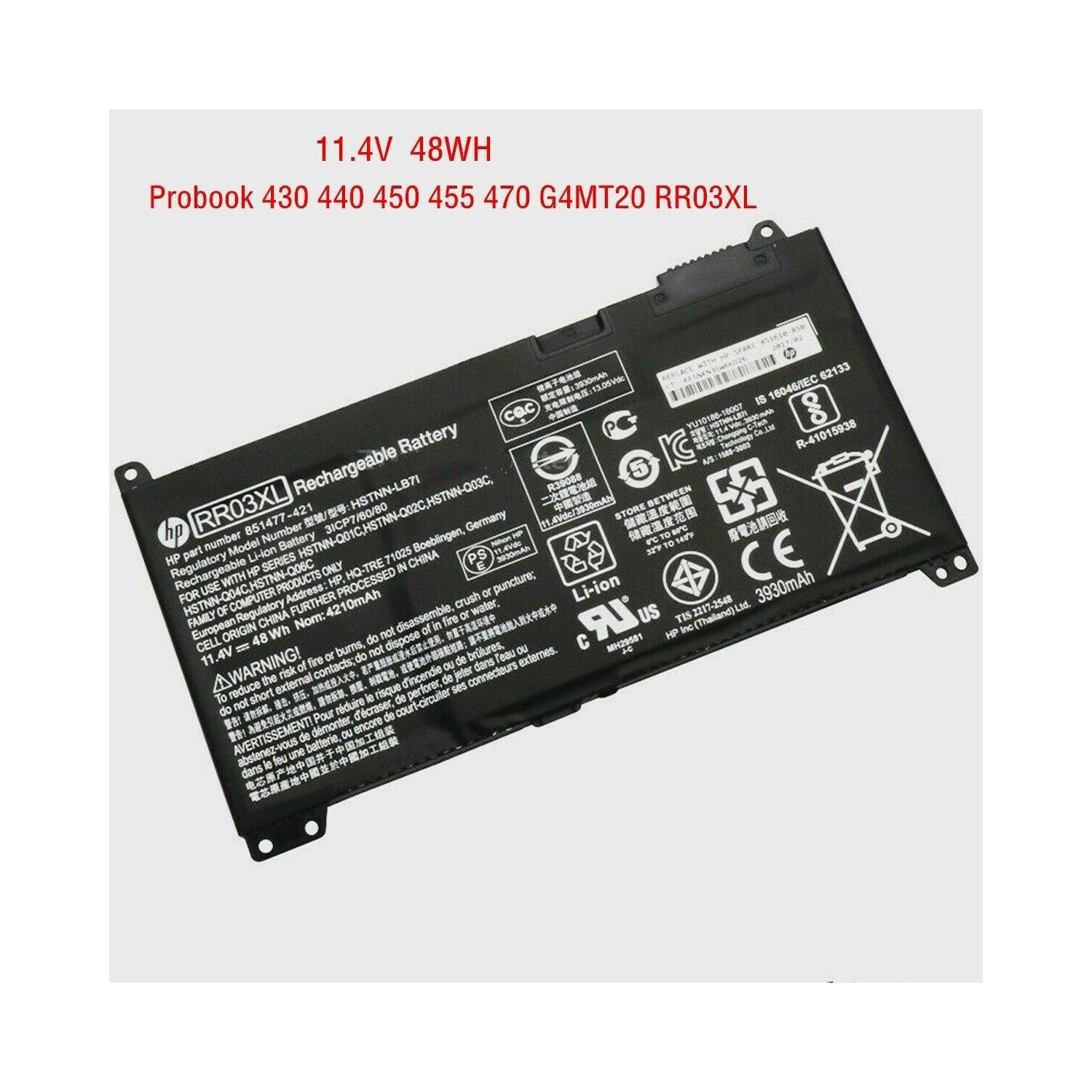 New Genuine HP ProBook 430 440 450 455 470 G4 Battery 48Wh