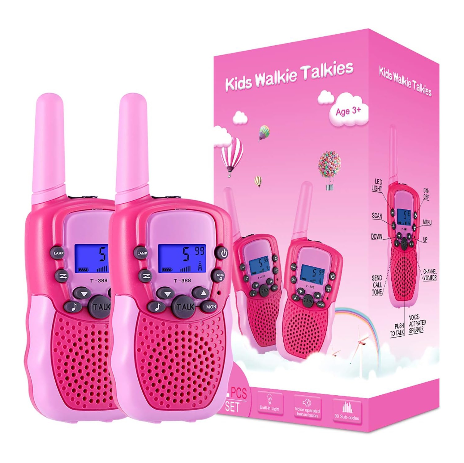 22-Channel 2-Way Walkie Talkies for Kids – Backlit LCD Flashlight, 3-Mile Range, Outdoor Adventure Radios for Girls & Boys