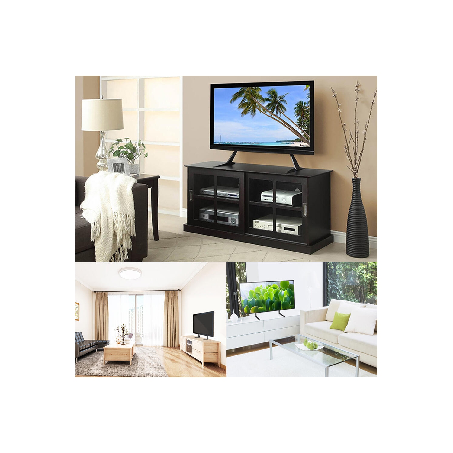 37"-65" TV Mounts Table Top TV Stand, Universal Tabletop TV Mount Bracket Base LED LCD Plasma Legs jusqu'à 77 Lbs