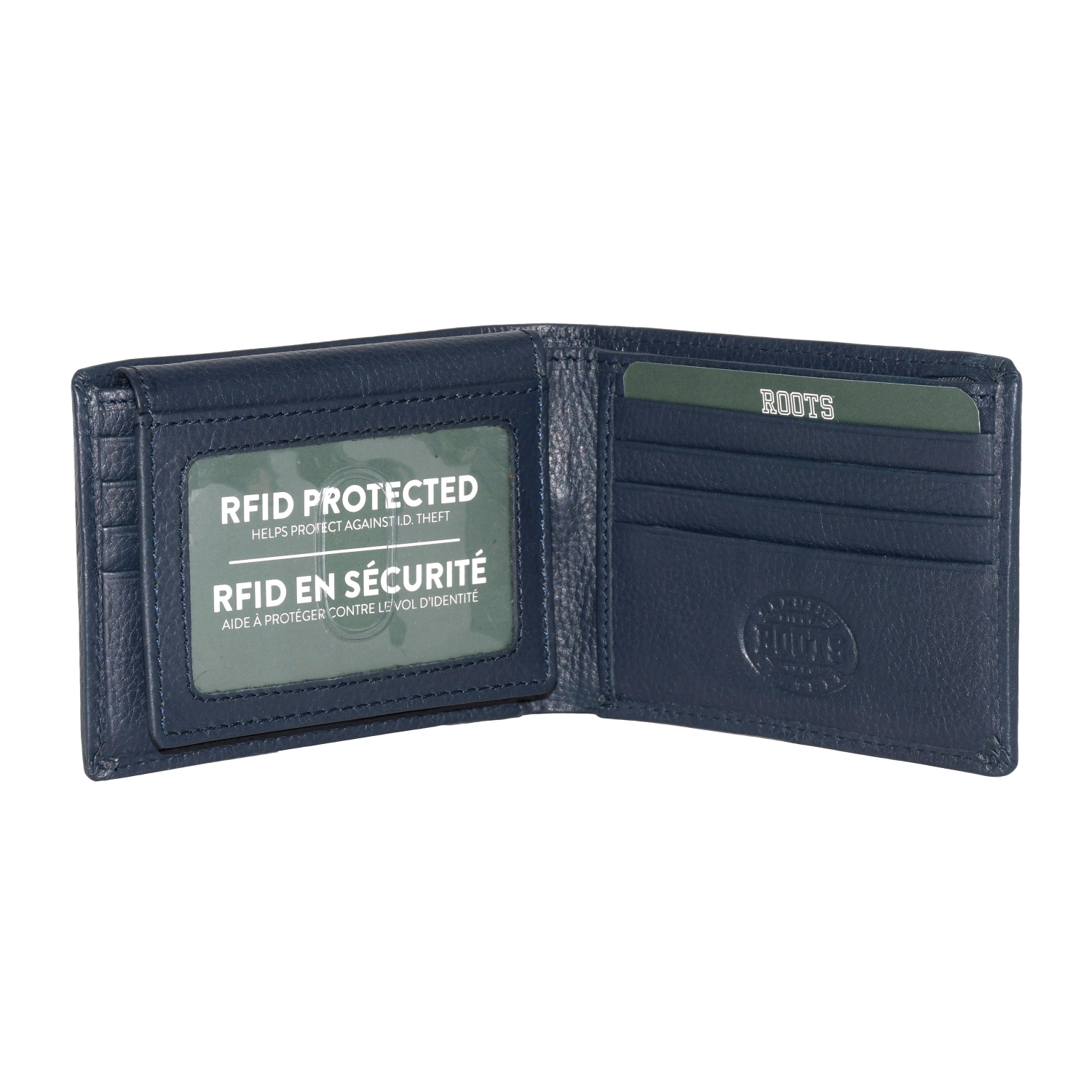 ROOTS Leather Slimfold Wallet with Removable ID