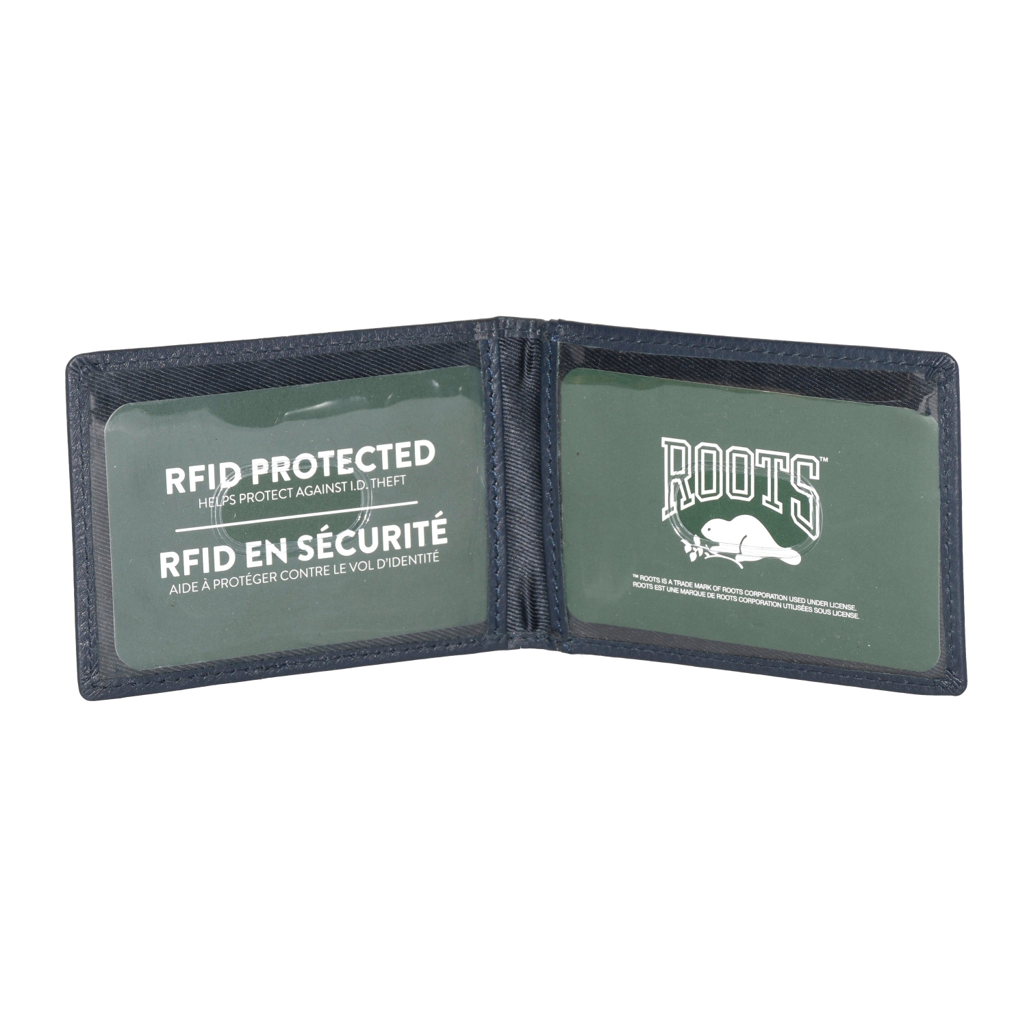 Portefeuille mince en cuir de ROOTS avec porte-carte amovible