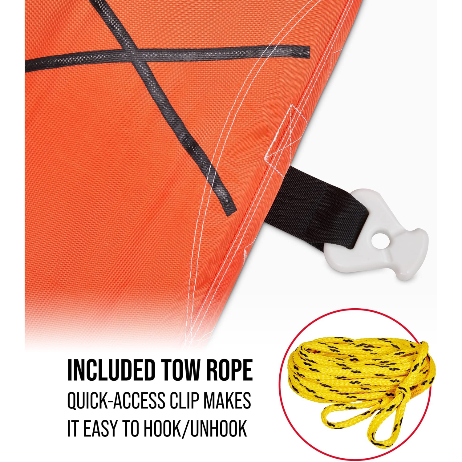 Sunny & Fun Towable Water Tube, 2-Person Inflatable Boat Tube with Handles & Tow Rope for Tubing