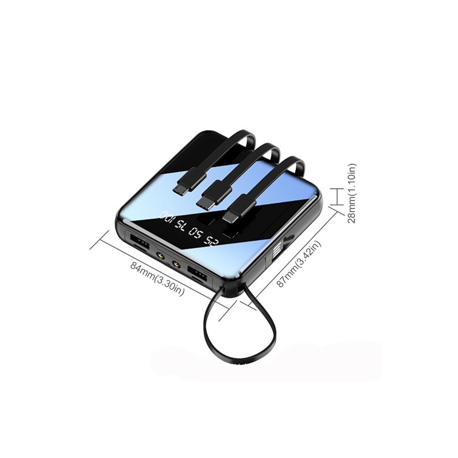 AXGEAR 20000mAh External Power Bank with Integrated 4 Cables & Mirror Screen