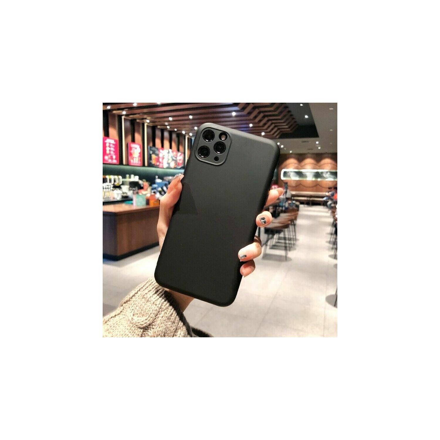Ultra Thin Solid Matte Silicon TPU Soft Phone Case Camera Protective Back Cover for Apple iPhone 11-Black