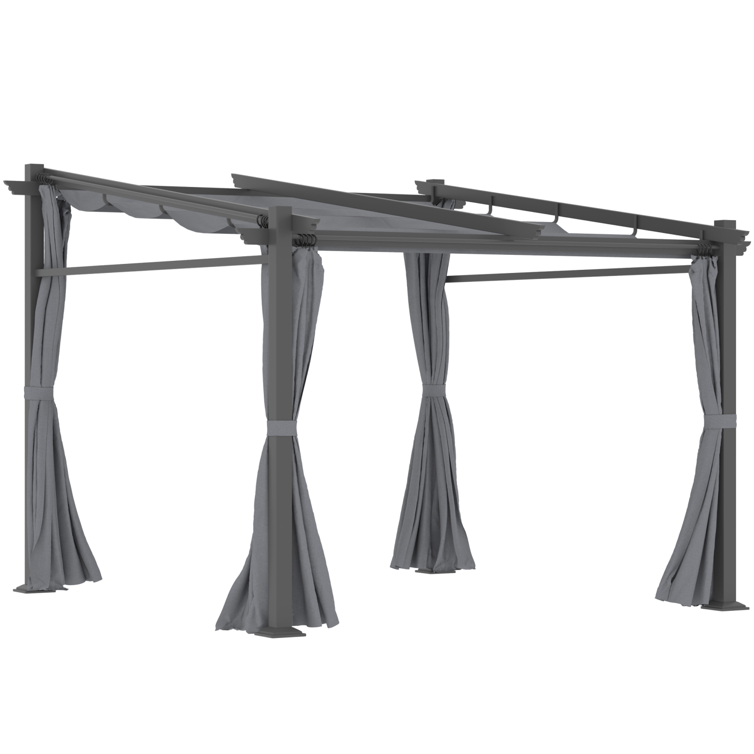 Outsunny 10' x 10' Metal Pergola with Sliding Roof Canopy, Retractable Pergola Canopy for Outdoor, Patio, Dark Grey