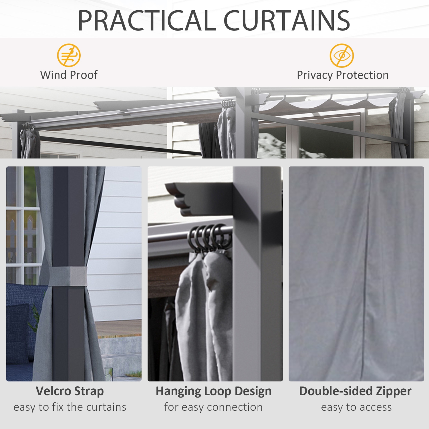 Outsunny 10' x 10' Metal Pergola with Sliding Roof Canopy, Retractable Pergola Canopy for Outdoor, Patio, Dark Grey