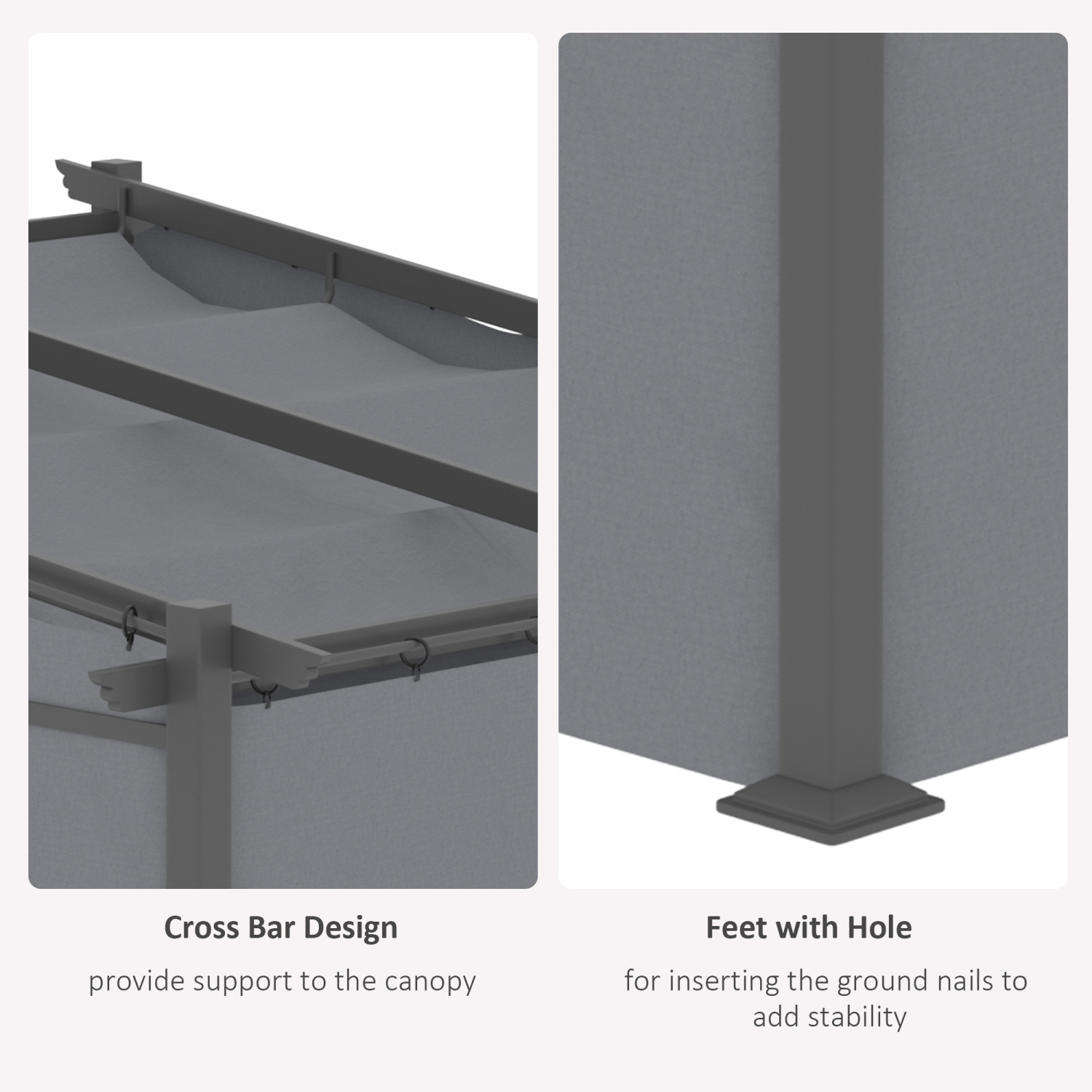 Outsunny 10' x 10' Metal Pergola with Sliding Roof Canopy, Retractable Pergola Canopy for Outdoor, Patio, Dark Grey
