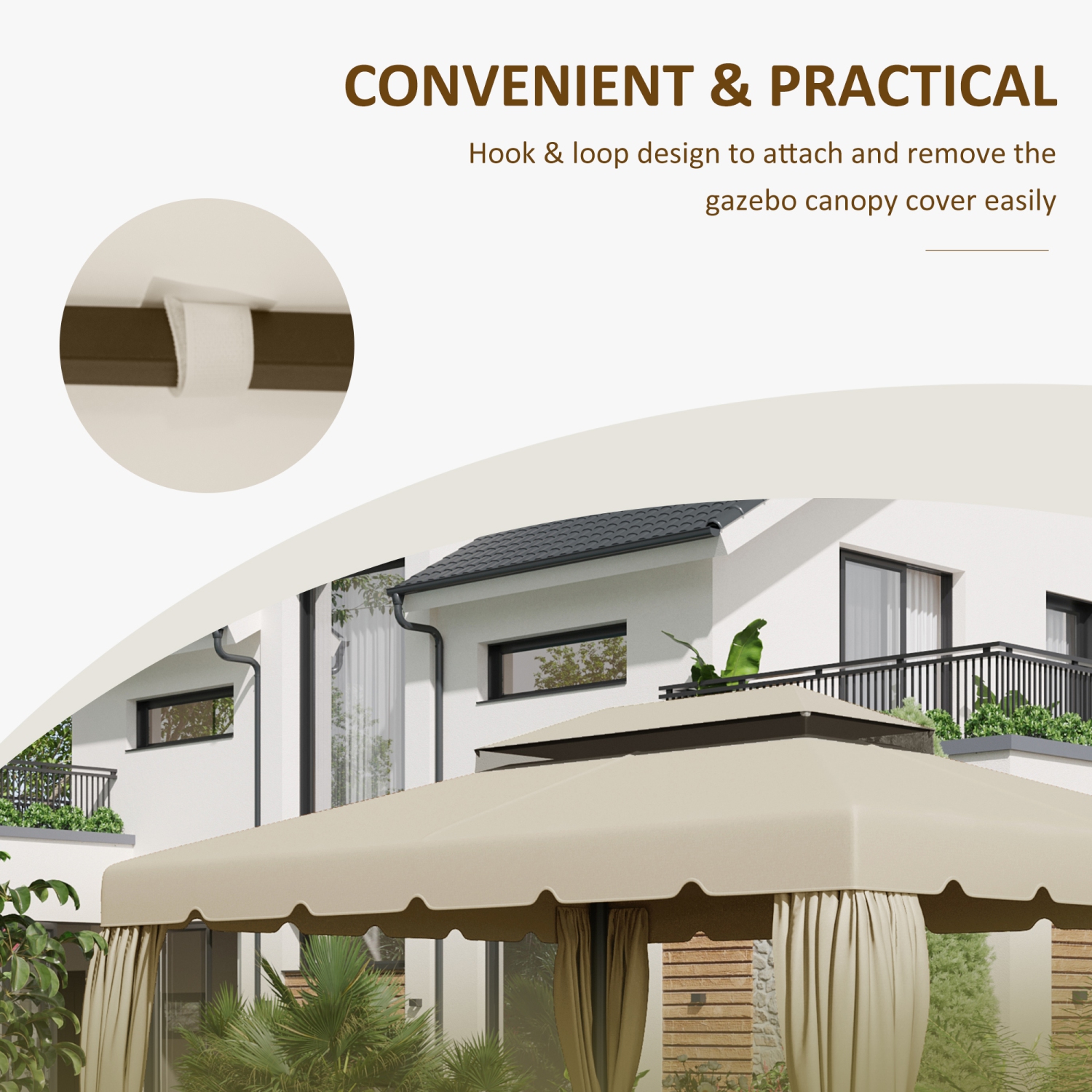 Outsunny 12.8' x 9.5' Gazebo Replacement Canopy, Gazebo Top Cover with Double Vented Roof for Garden Patio Outdoor, Beige
