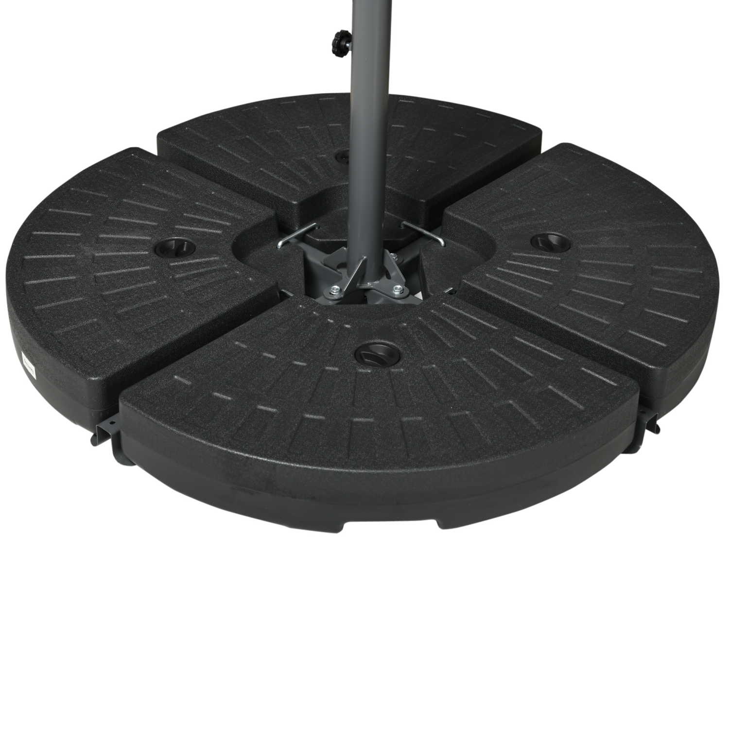 Outsunny Offset Patio Umbrella with Net and Umbrella Base, Adjustable Cantilever Canopy with Cross Base, Weight Plates and 8 Ribs for Backyard,