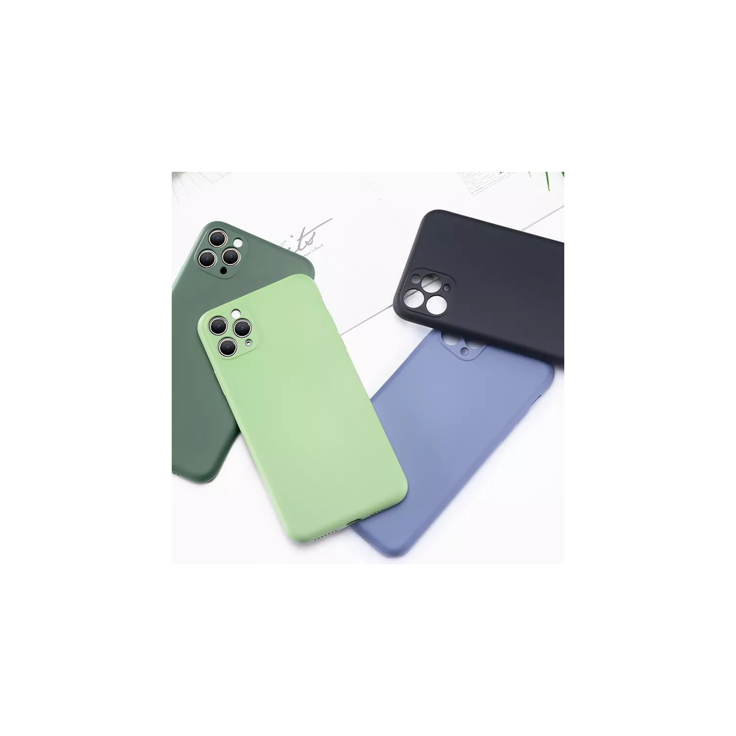 Ultra Thin Solid Matte Silicon TPU Soft Phone Case Camera Protective Back Cover for Apple iPhone 11 Pro Max -Green