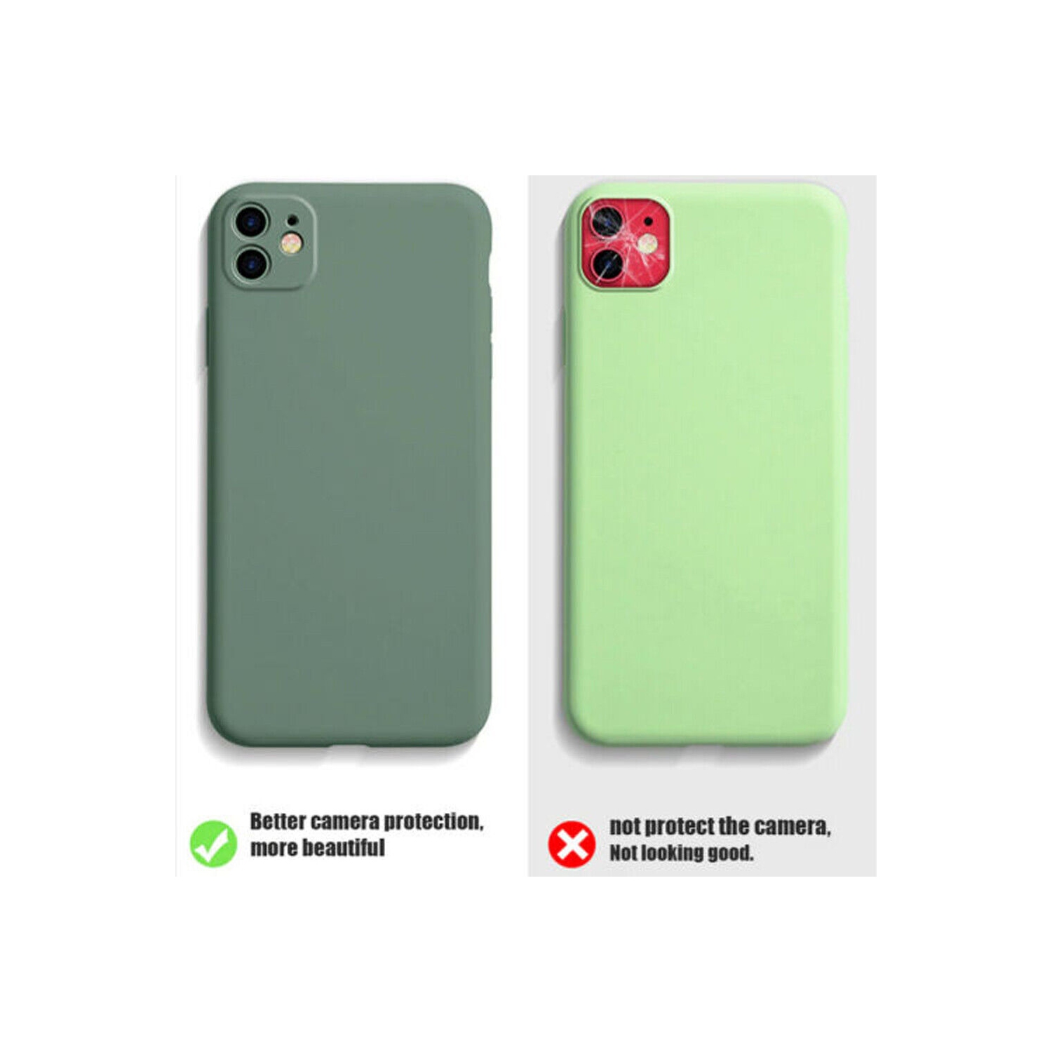 Ultra Thin Solid Matte Silicon TPU Soft Phone Case Camera Protective Back Cover for Apple iPhone 11 Pro Max -Green