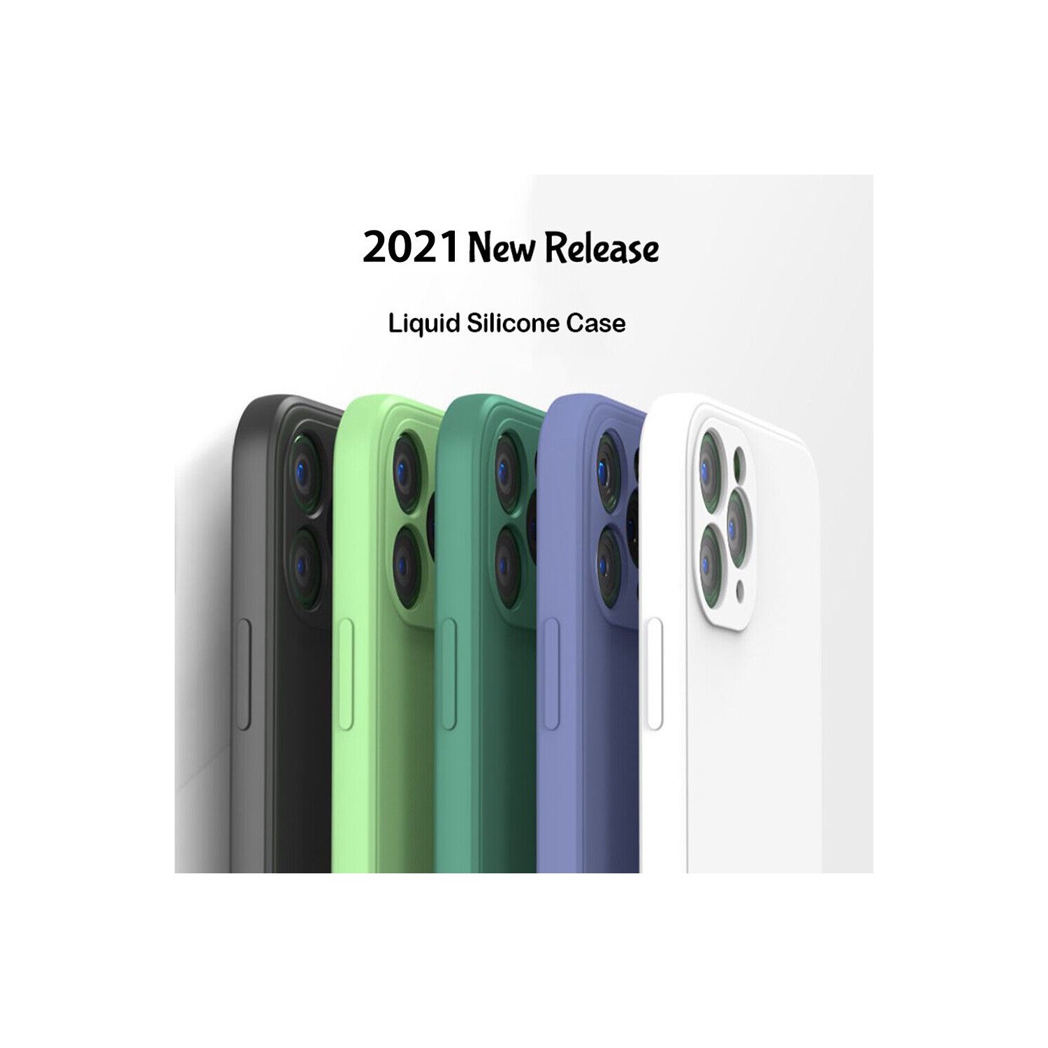 Ultra Thin Solid Matte Silicon TPU Soft Phone Case Camera Protective Back Cover for Apple iPhone 12 Pro-Green