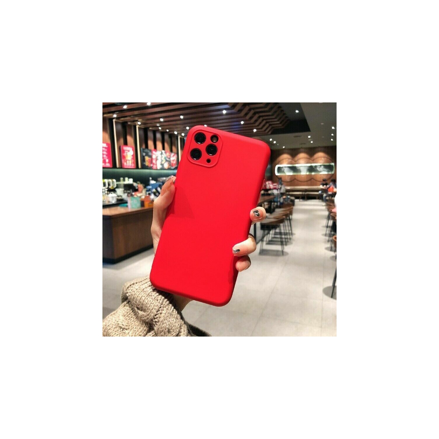 Ultra Thin Solid Matte Silicon TPU Soft Phone Case Camera Protective Back Cover for Apple iPhone 12 Pro Max-Red
