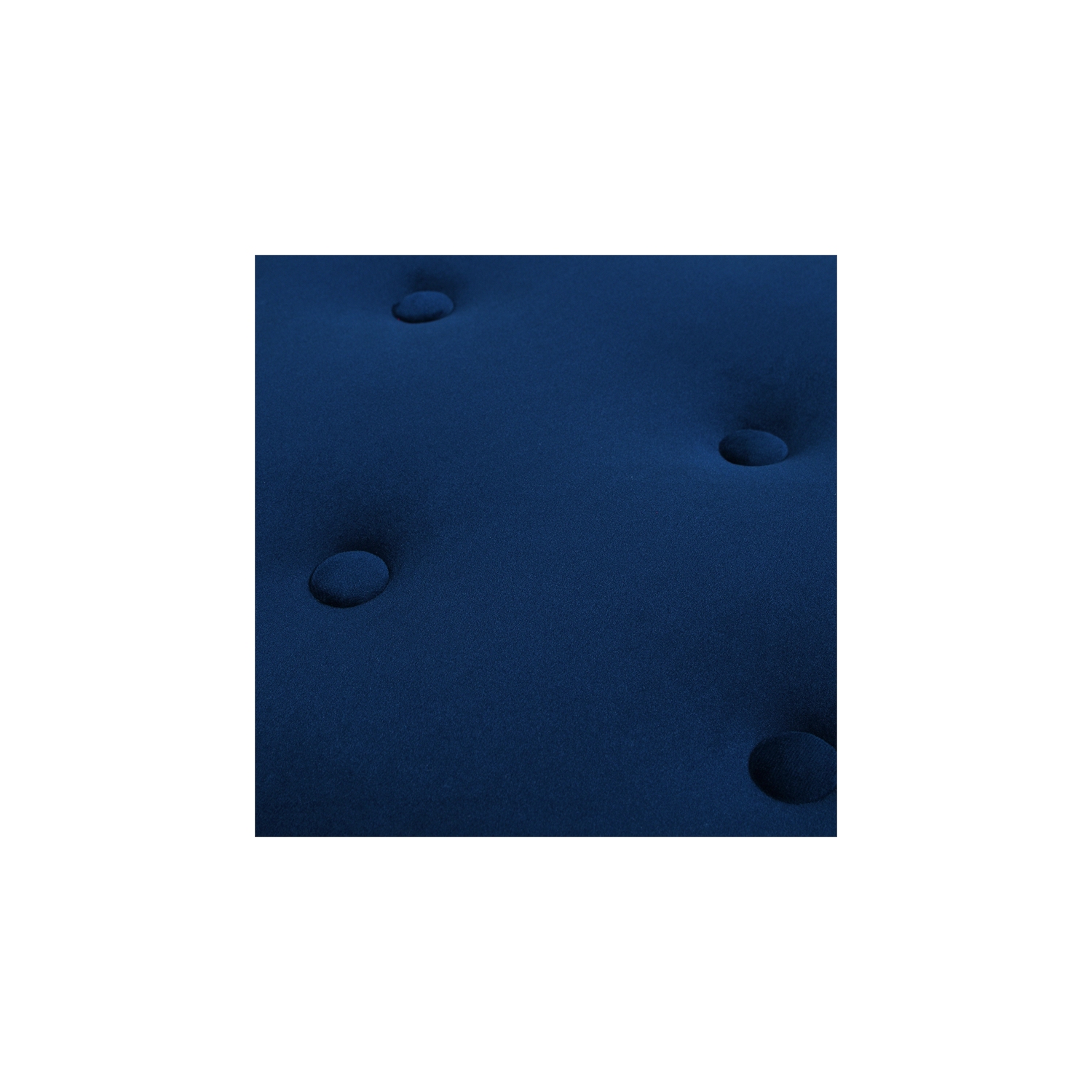 Yolanda Upholstered Round Accent Ottoman Navy Blue Velvet with Gold Trim