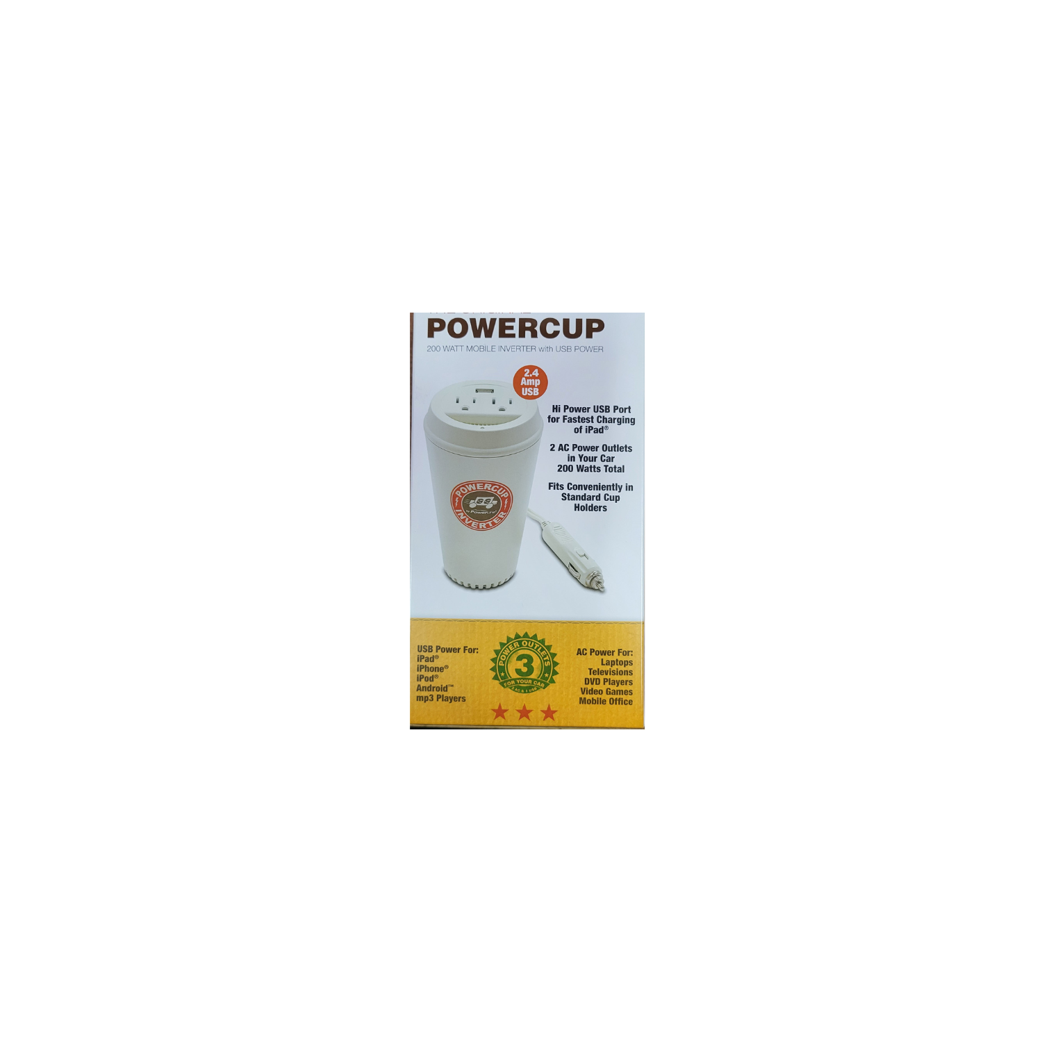 Onduleur portatif de 200/400 W PowerCup de Powerline 90368 avec port d’alimentation USB